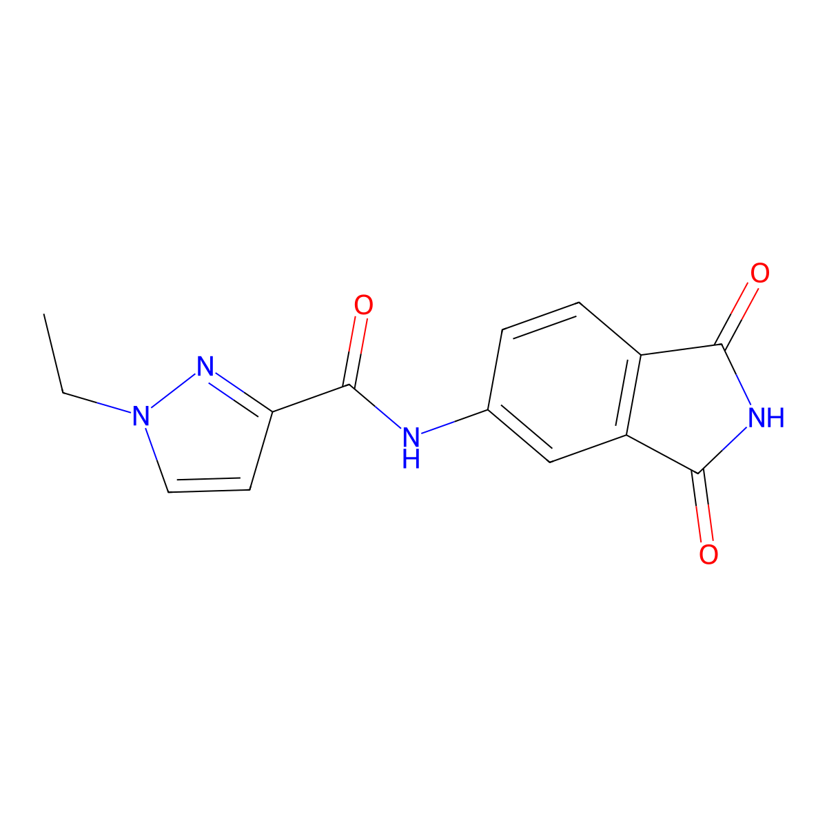 N-(1,3-dioxoisoindolin-5-yl)-1-ethyl-1H-pyrazole-3-carboxamide molecular structure, CAS 1172941-25-1