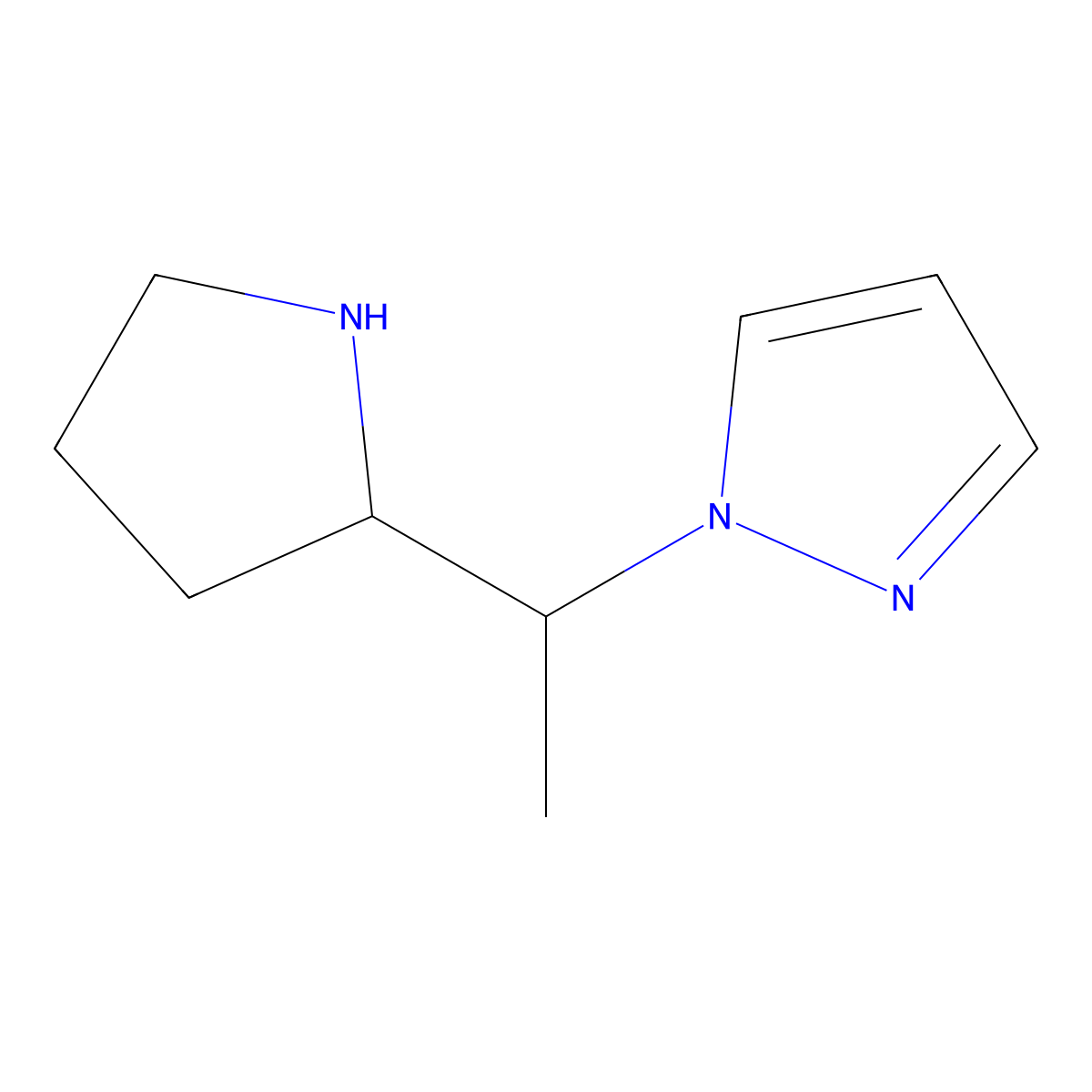 1-(1-(Pyrrolidin-2-yl)ethyl)-1H-pyrazole molecular structure, CAS 1172941-42-2