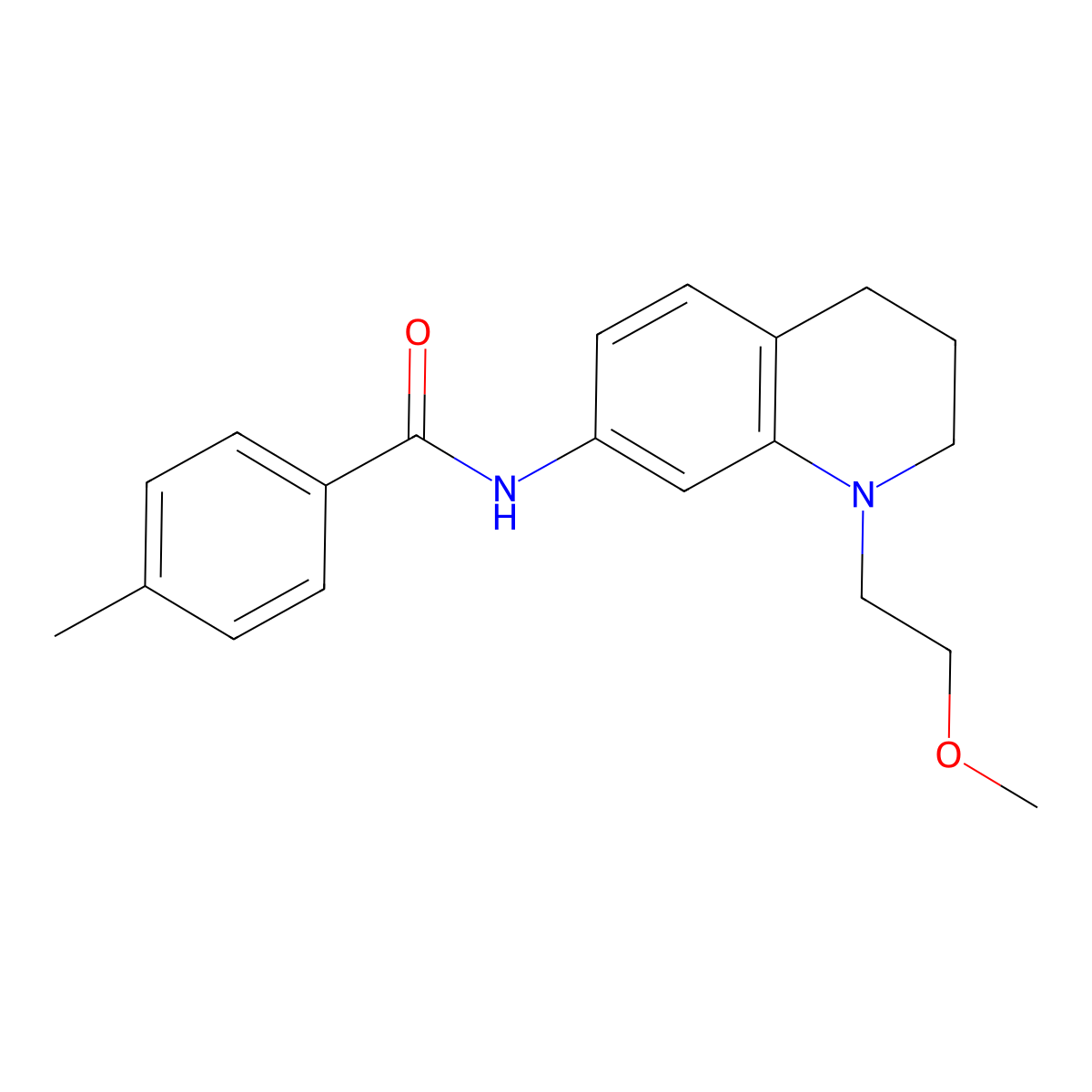 N-(1-(2-methoxyethyl)-1,2,3,4-tetrahydroquinolin-7-yl)-4-methylbenzamide molecular structure, CAS 1172942-66-3