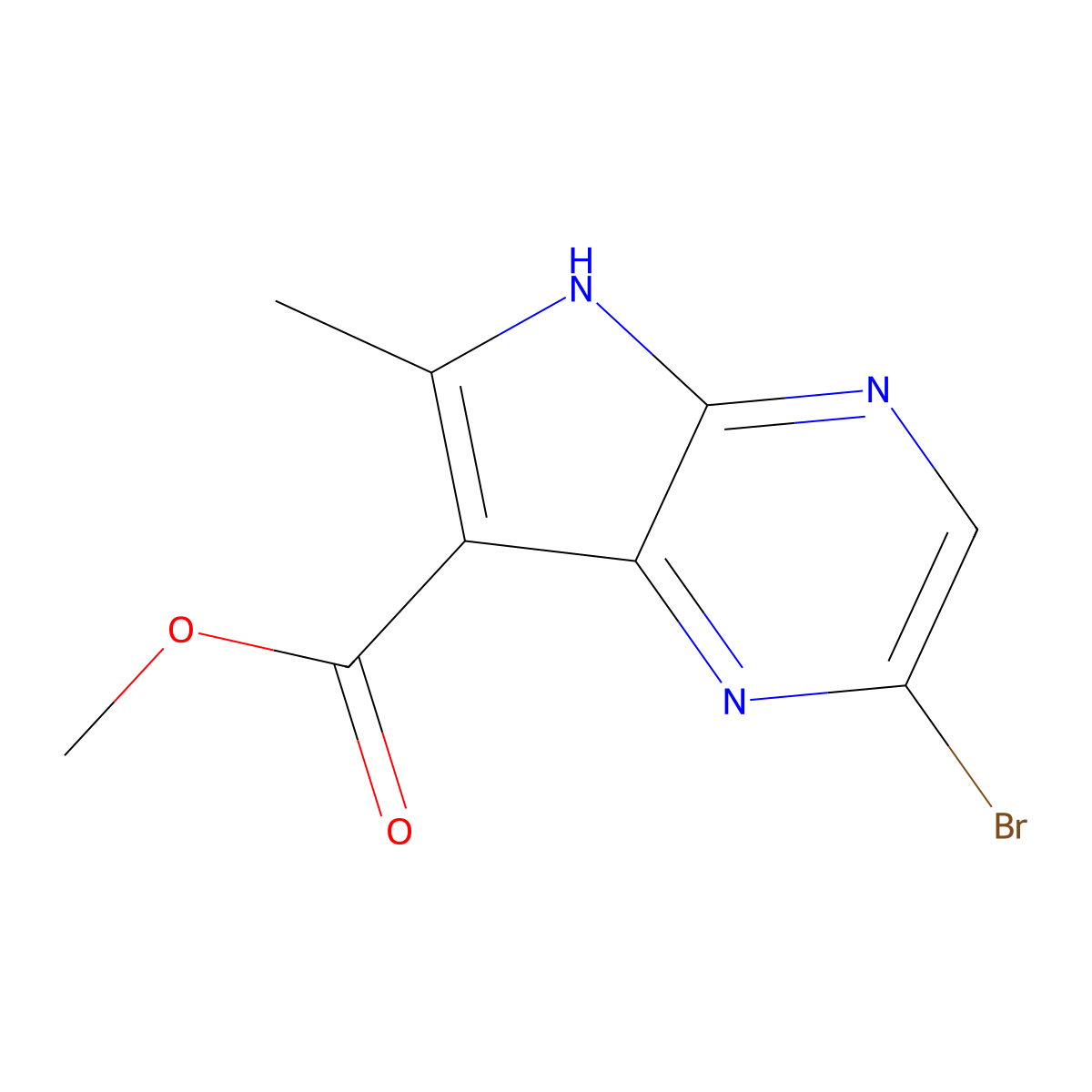 Methyl 2-bromo-6-methyl-5H-pyrrolo[2,3-b]pyrazine-7-carboxylate molecular structure, CAS 1172943-37-1