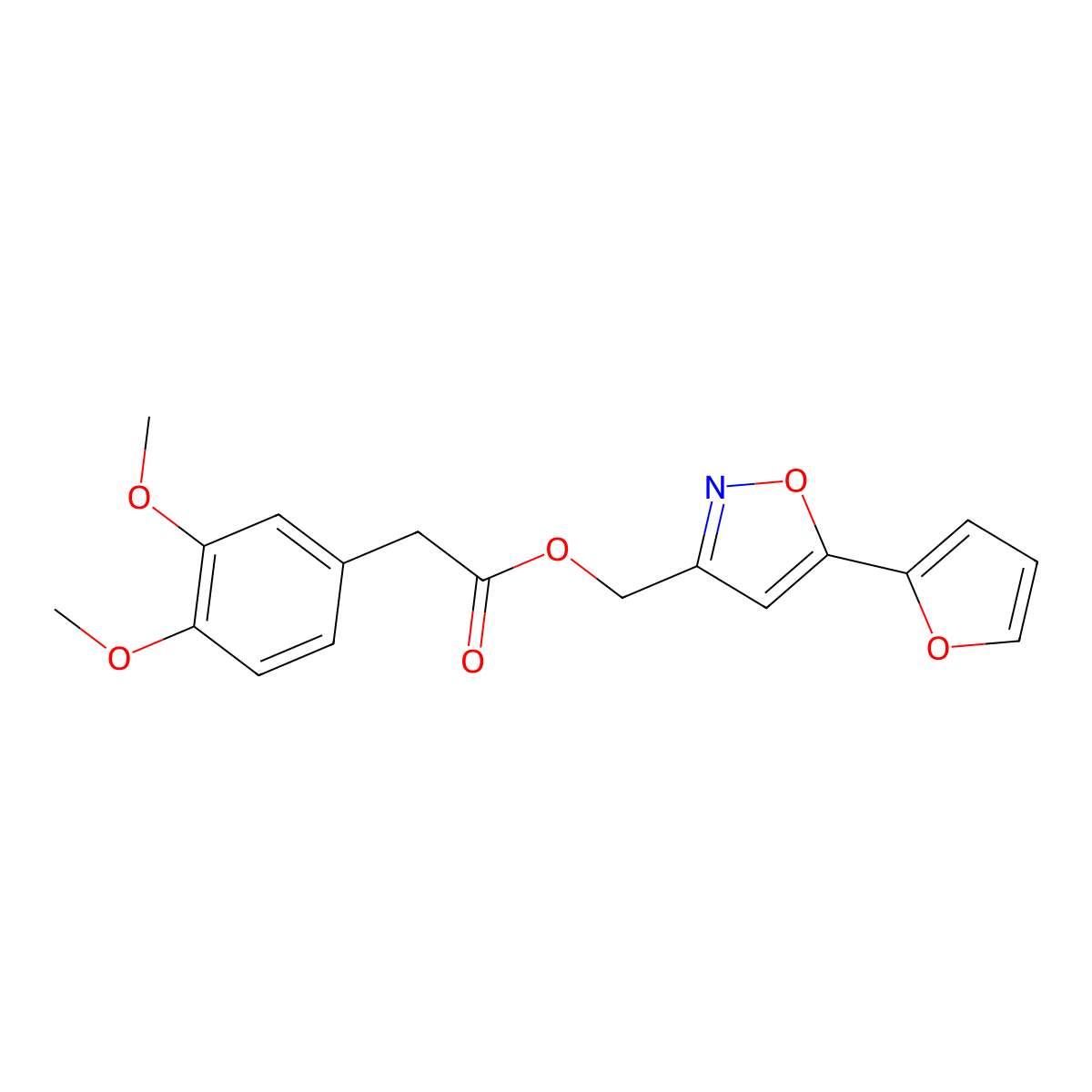 [5-(Furan-2-yl)-1,2-oxazol-3-yl]methyl 2-(3,4-dimethoxyphenyl)acetate molecular structure, CAS 1172943-47-3
