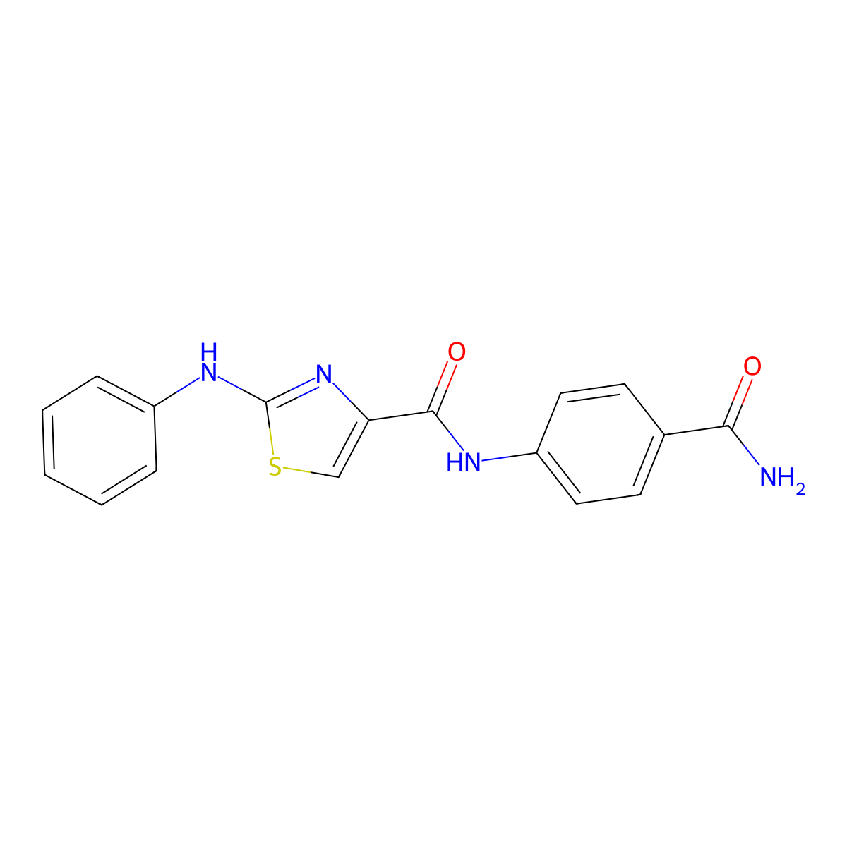 N-(4-carbamoylphenyl)-2-(phenylamino)thiazole-4-carboxamide molecular structure, CAS 1172944-46-5