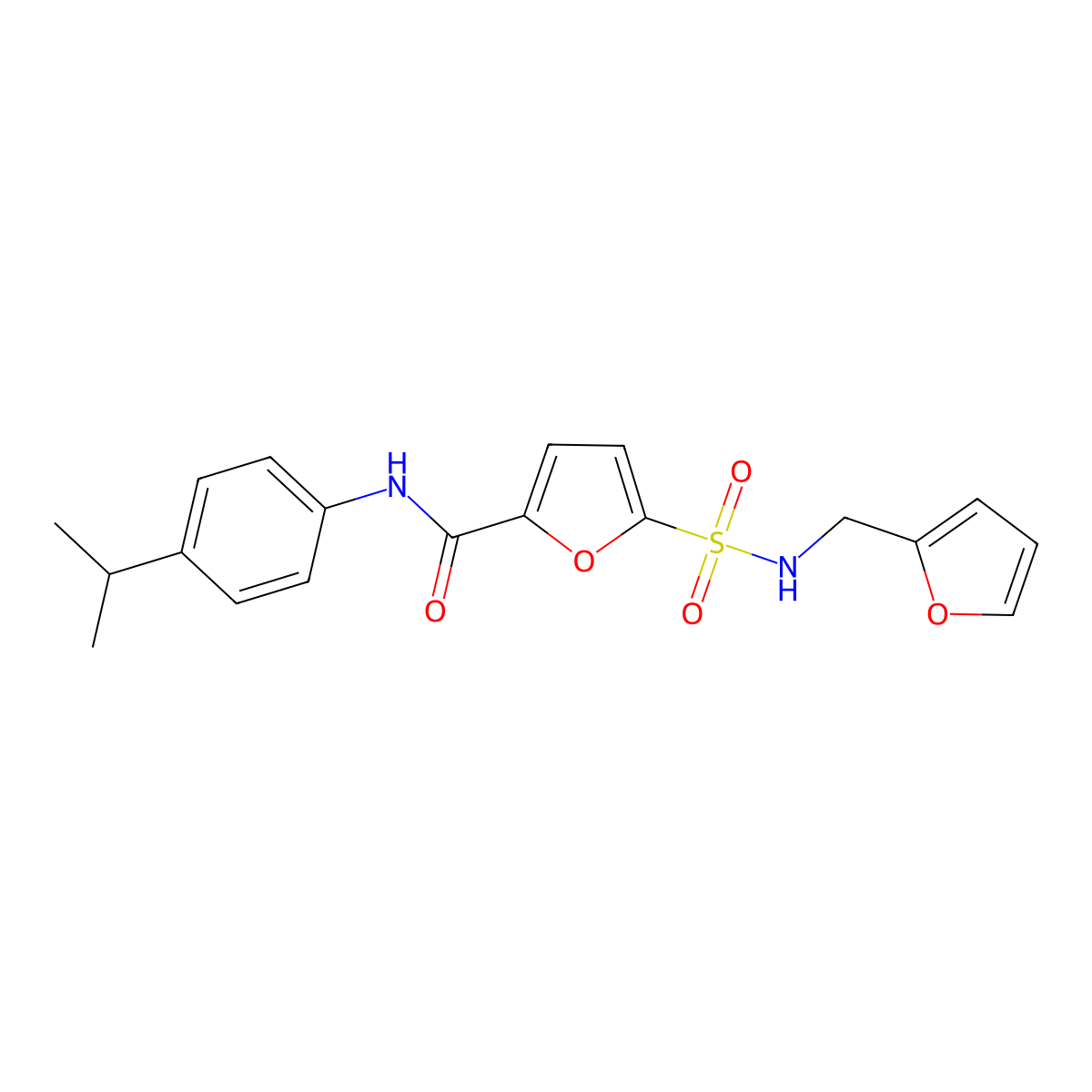 5-(N-(furan-2-ylmethyl)sulfamoyl)-N-(4-isopropylphenyl)furan-2-carboxamide molecular structure, CAS 1172945-02-6