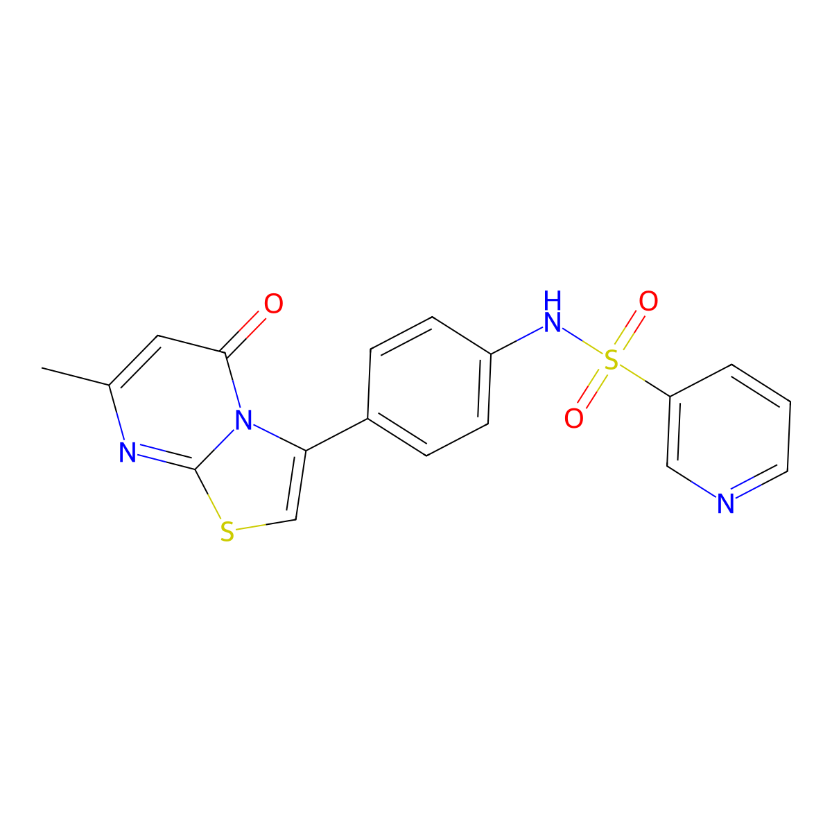 N-(4-(7-methyl-5-oxo-5H-thiazolo[3,2-a]pyrimidin-3-yl)phenyl)pyridine-3-sulfonamide molecular structure, CAS 1172945-06-0
