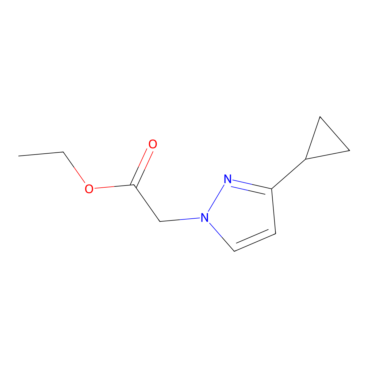 Ethyl 2-(3-cyclopropyl-1H-pyrazol-1-yl)acetate molecular structure, CAS 1172946-56-3