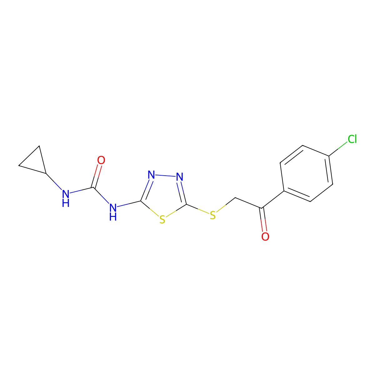1-(5-((2-(4-Chlorophenyl)-2-oxoethyl)thio)-1,3,4-thiadiazol-2-yl)-3-cyclopropylurea molecular structure, CAS 1172947-91-9