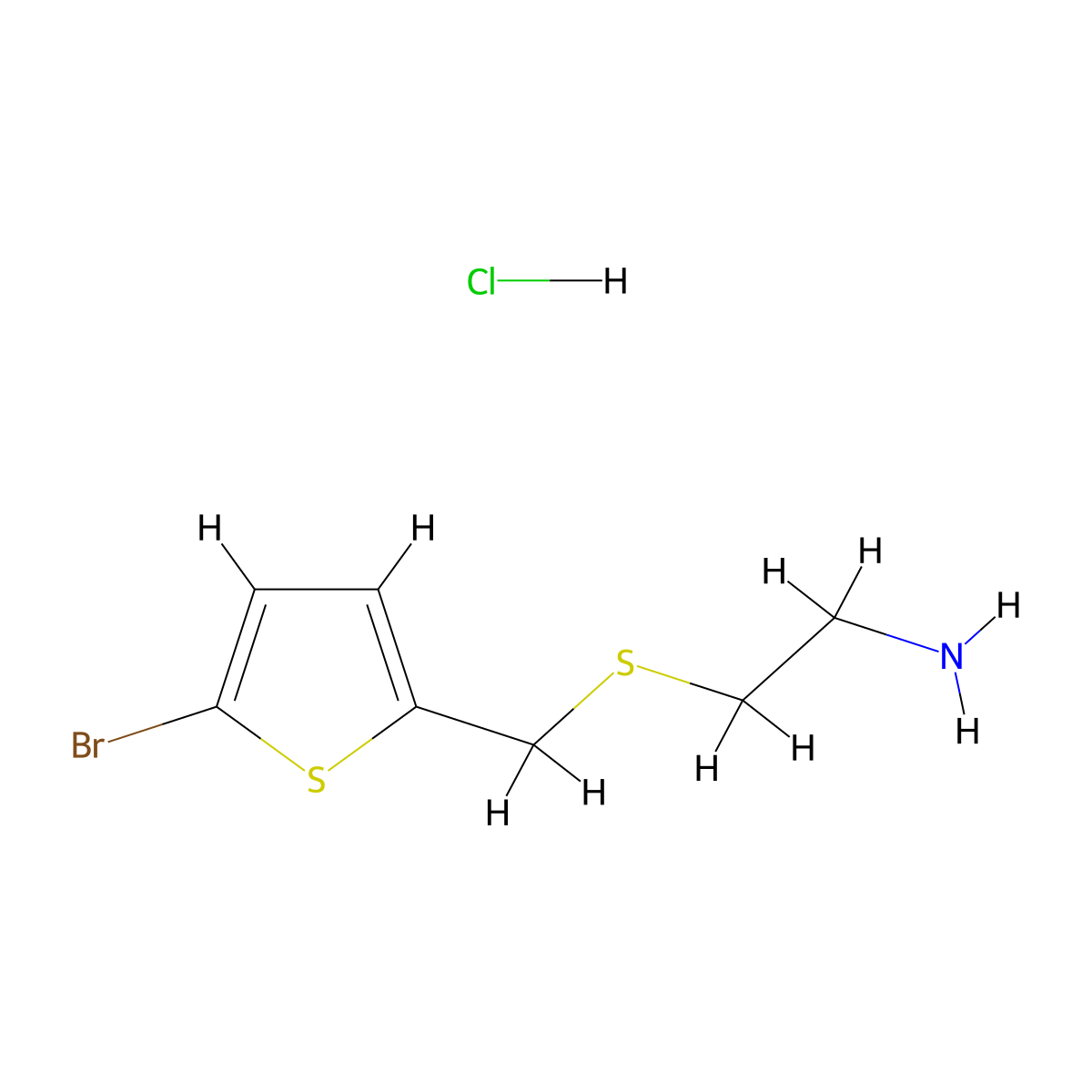 2-{[(5-Bromothiophen-2-yl)methyl]sulfanyl}ethan-1-amine hydrochloride molecular structure, CAS 1172948-44-5