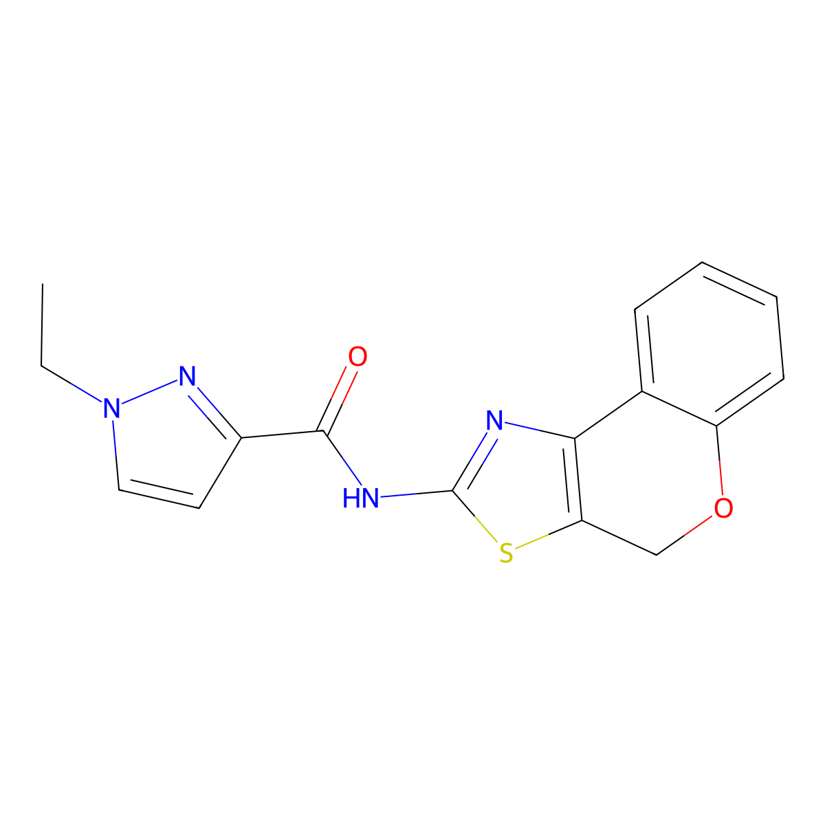 N-(4H-chromeno[4,3-d]thiazol-2-yl)-1-ethyl-1H-pyrazole-3-carboxamide molecular structure, CAS 1172950-76-3