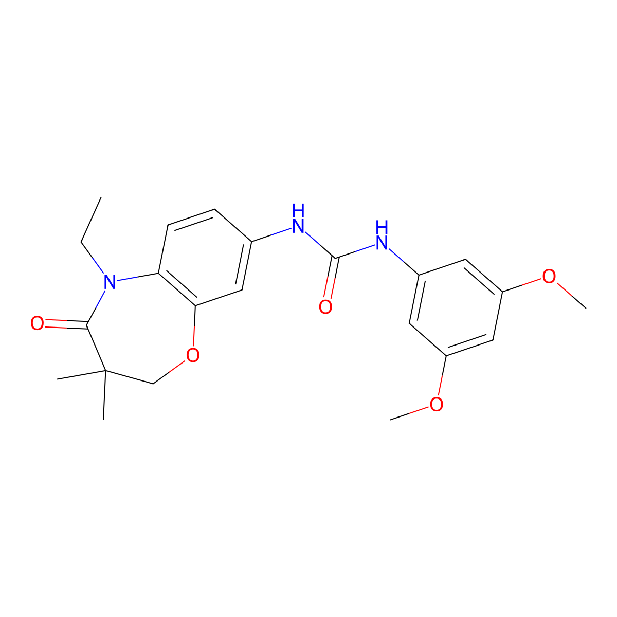 1-(3,5-Dimethoxyphenyl)-3-(5-ethyl-3,3-dimethyl-4-oxo-2,3,4,5-tetrahydrobenzo[b][1,4]oxazepin-8-yl)urea molecular structure, CAS 1172955-33-7