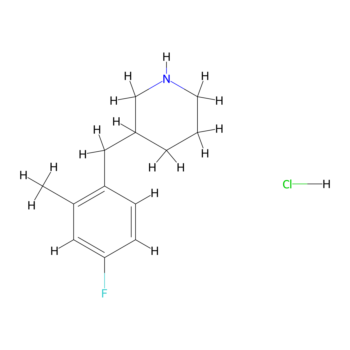 3-(4-Fluoro-2-methyl-benzyl)-piperidine hydrochloride molecular structure, CAS 1172955-97-3
