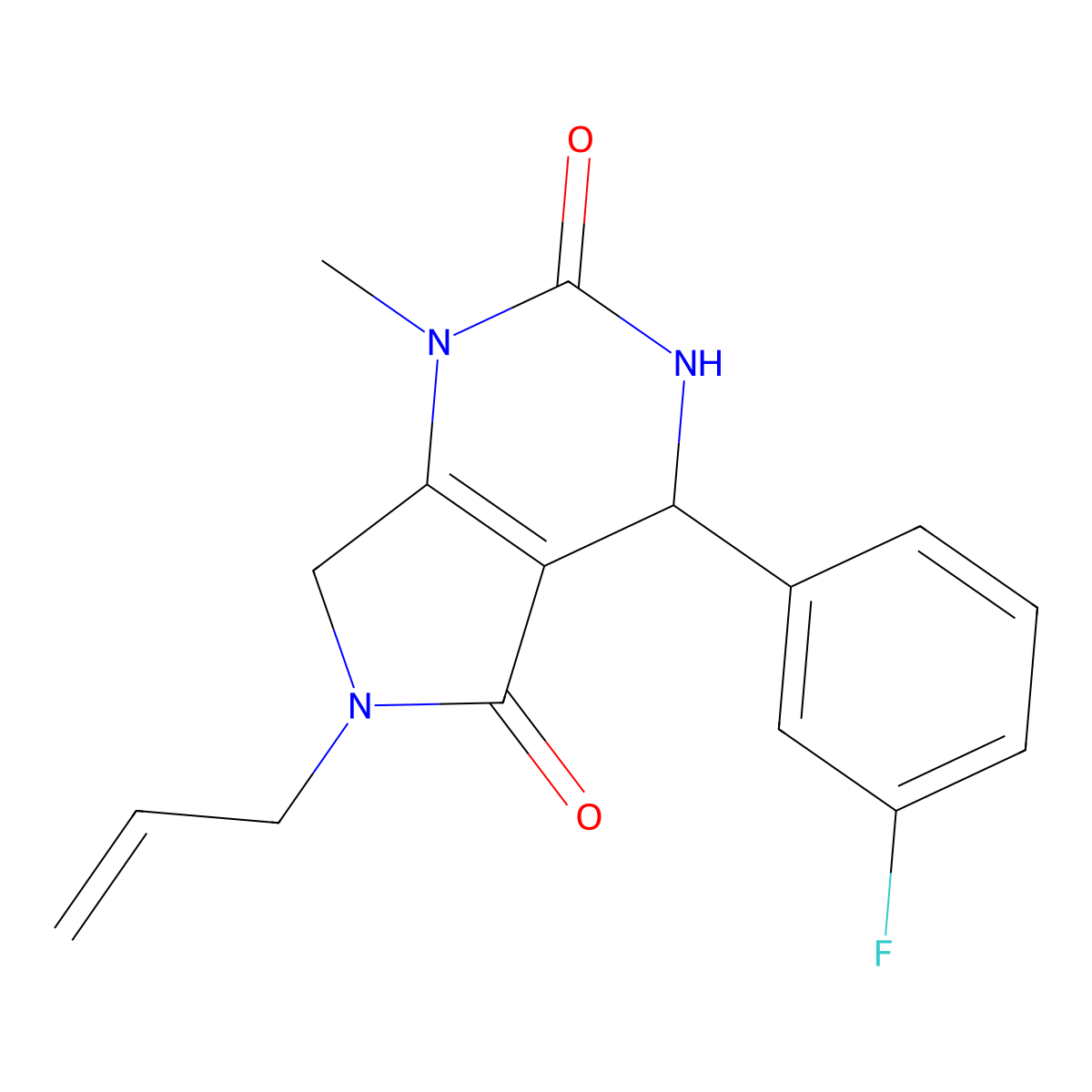 4-(3-fluorophenyl)-1-methyl-6-(prop-2-en-1-yl)-3,4,6,7-tetrahydro-1H-pyrrolo[3,4-d]pyrimidine-2,5-dione molecular structure, CAS 1172957-25-3