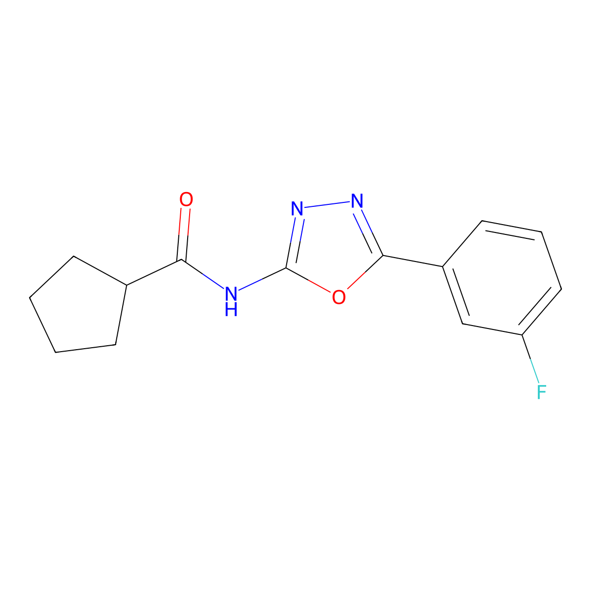 N-[5-(3-fluorophenyl)-1,3,4-oxadiazol-2-yl]cyclopentanecarboxamide molecular structure, CAS 1172958-31-4