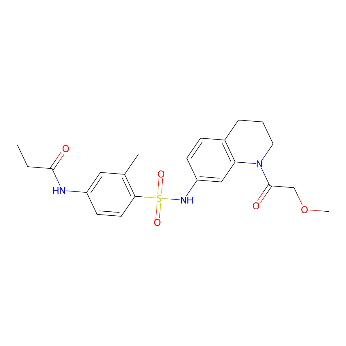N-(4-(N-(1-(2-methoxyacetyl)-1,2,3,4-tetrahydroquinolin-7-yl)sulfamoyl)-3-methylphenyl)propionamide molecular structure, CAS 1172959-15-7