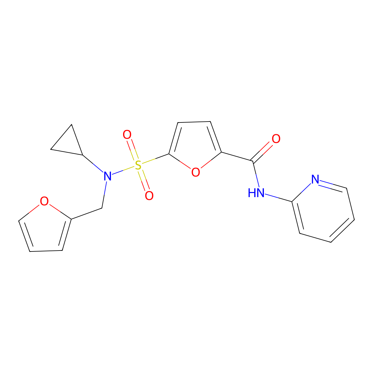 5-(N-cyclopropyl-N-(furan-2-ylmethyl)sulfamoyl)-N-(pyridin-2-yl)furan-2-carboxamide molecular structure, CAS 1172959-27-1