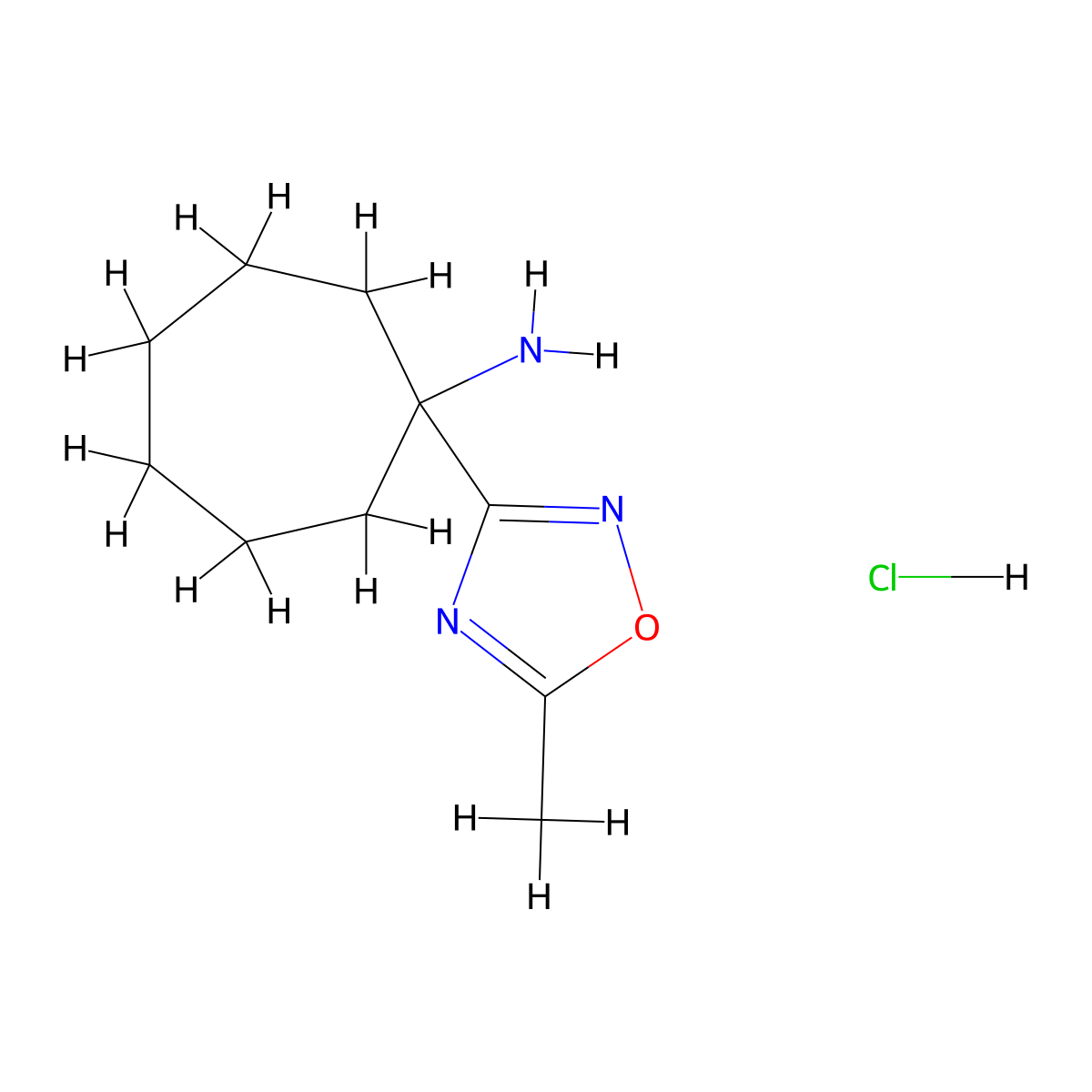1-(5-Methyl-1,2,4-oxadiazol-3-yl)cycloheptan-1-amine hydrochloride molecular structure, CAS 1172959-96-4