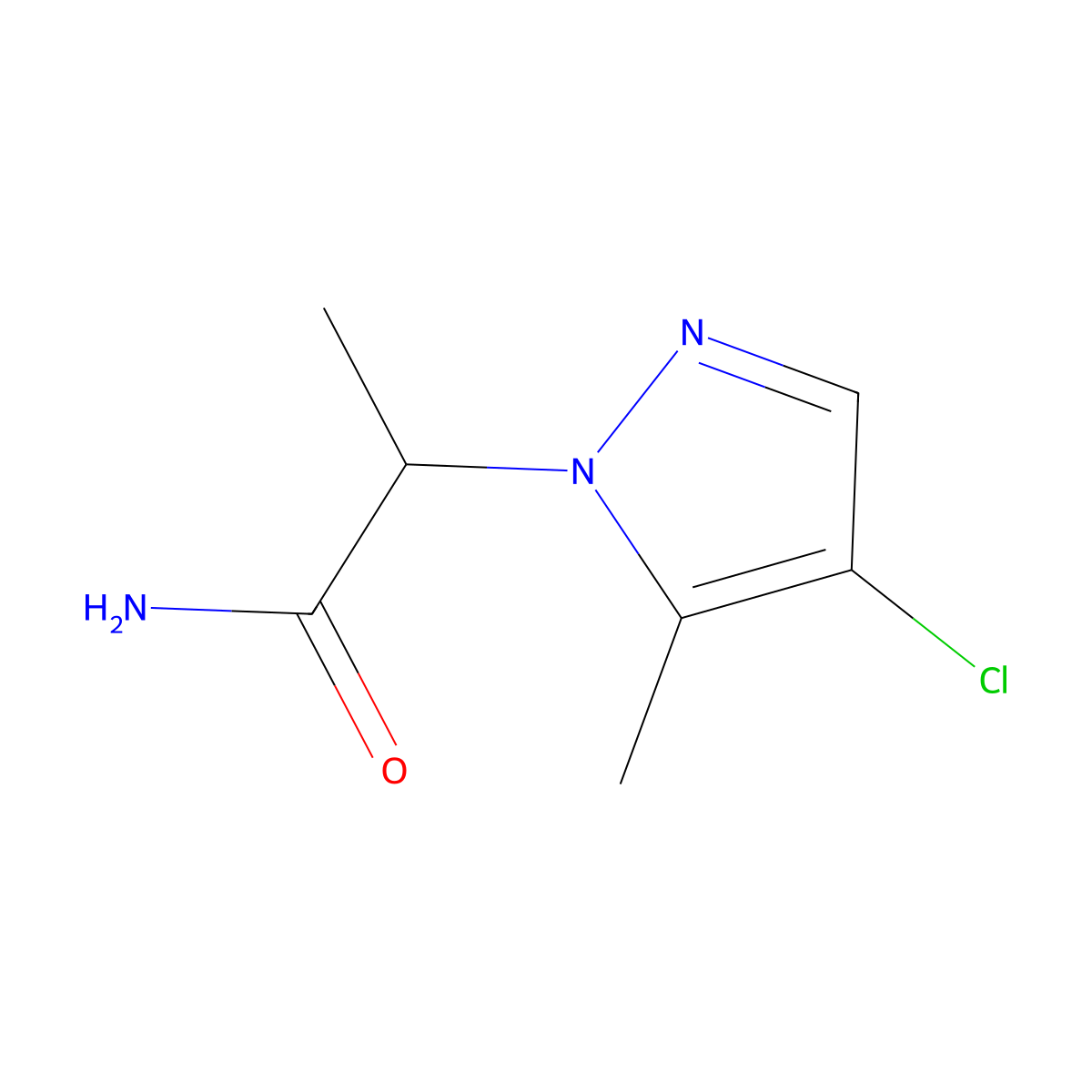 2-(4-chloro-5-methyl-1H-pyrazol-1-yl)propanamide molecular structure, CAS 1172960-86-9