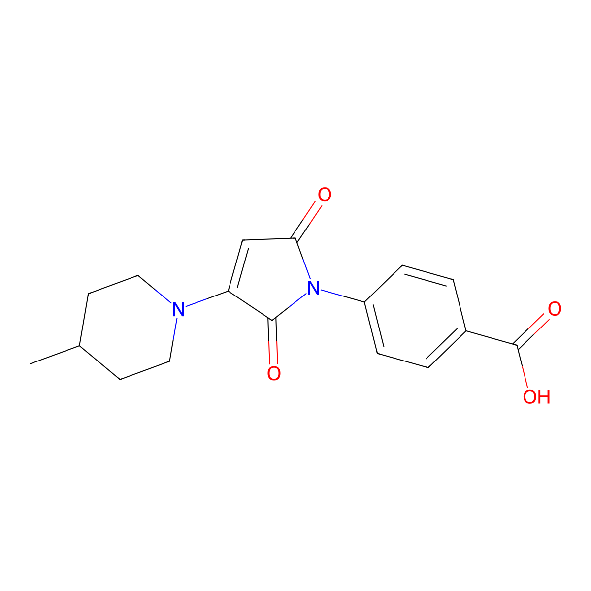 4-[3-(4-Methylpiperidin-1-yl)-2,5-dioxo-2,5-dihydro-1H-pyrrol-1-yl]benzoic acid molecular structure, CAS 1172961-33-9