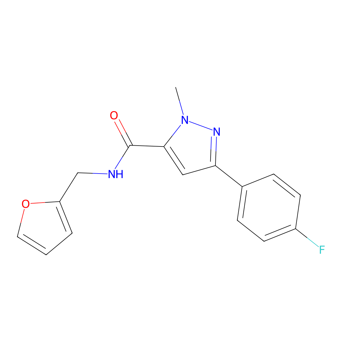 3-(4-fluorophenyl)-N-(furan-2-ylmethyl)-1-methyl-1H-pyrazole-5-carboxamide molecular structure, CAS 1172962-93-4