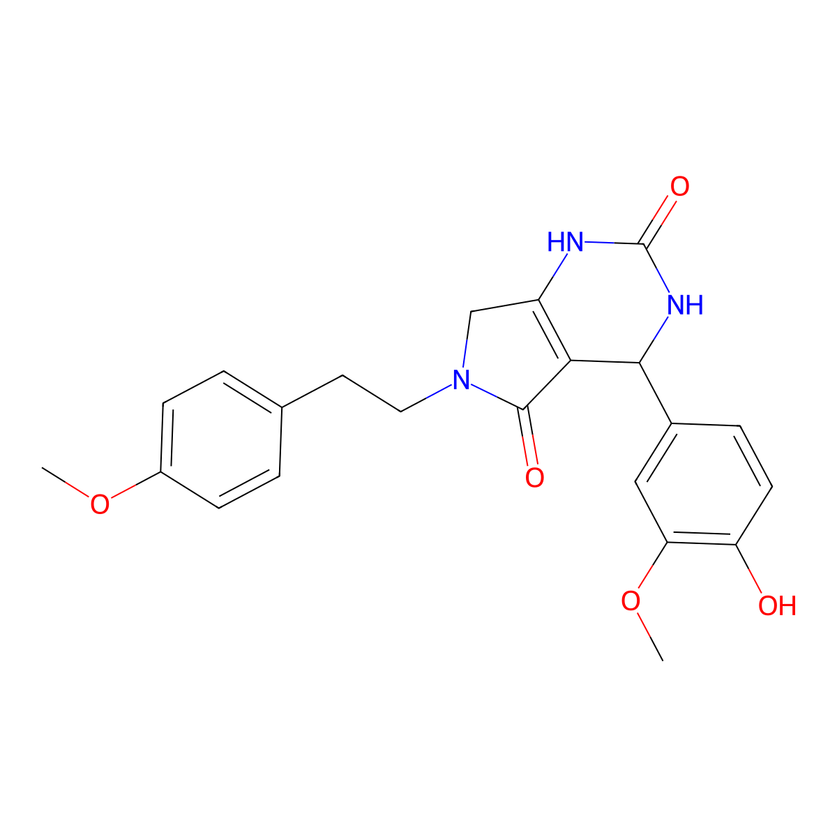 4-(4-hydroxy-3-methoxyphenyl)-6-(4-methoxyphenethyl)-3,4,6,7-tetrahydro-1H-pyrrolo[3,4-d]pyrimidine-2,5-dione molecular structure, CAS 1172963-22-2