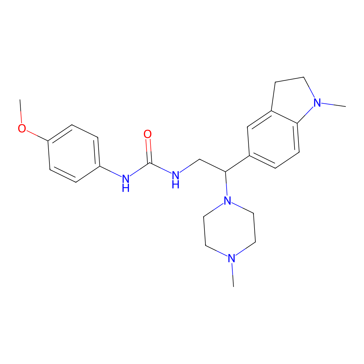 1-(4-Methoxyphenyl)-3-(2-(1-methylindolin-5-yl)-2-(4-methylpiperazin-1-yl)ethyl)urea molecular structure, CAS 1172965-59-1