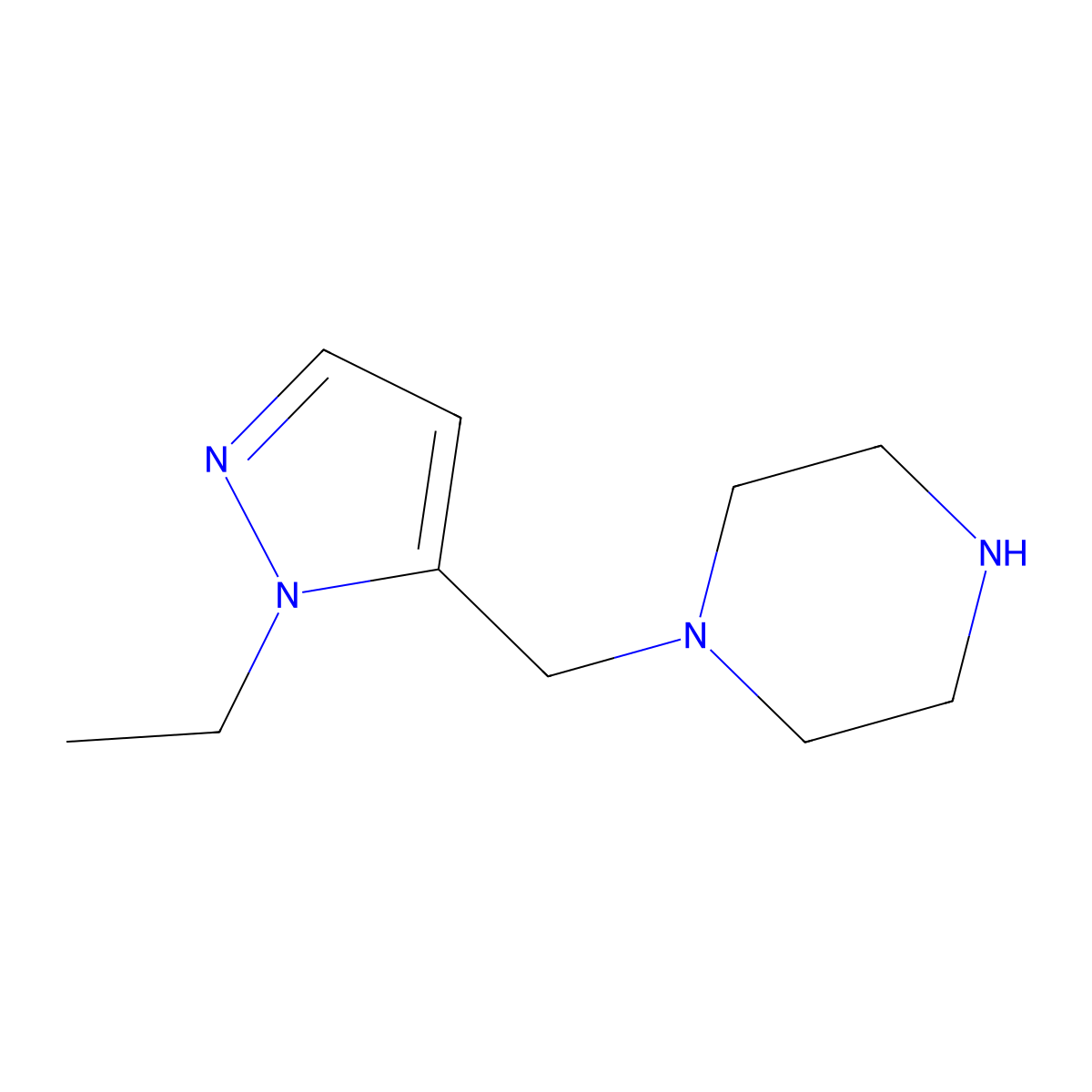 1-[(1-ethyl-1H-pyrazol-5-yl)methyl]piperazine molecular structure, CAS 1172965-83-1