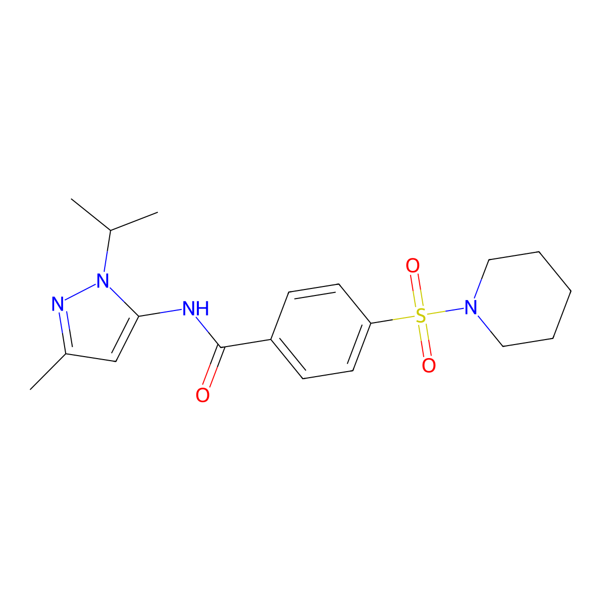 N-(1-isopropyl-3-methyl-1H-pyrazol-5-yl)-4-(piperidin-1-ylsulfonyl)benzamide molecular structure, CAS 1172968-49-8