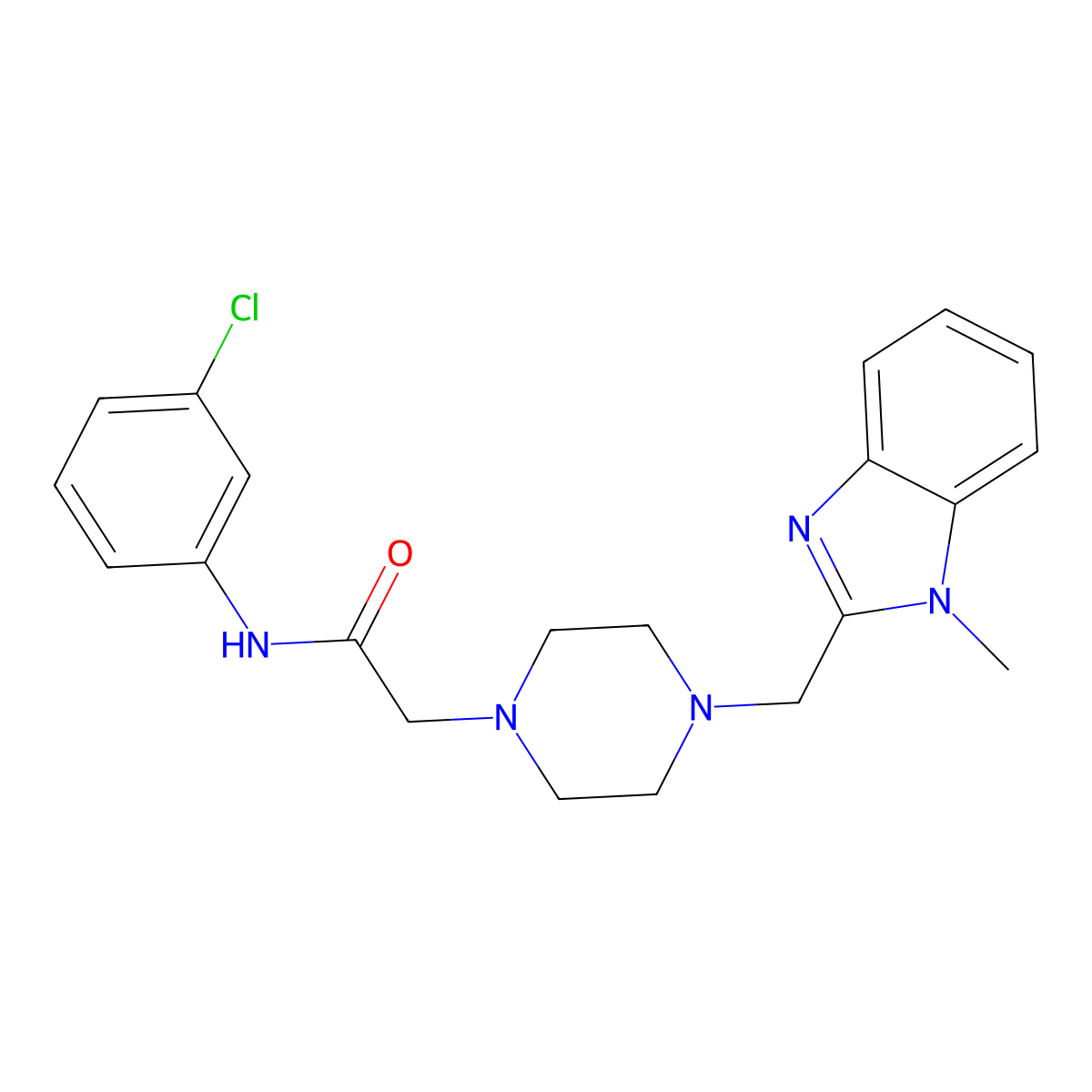 N-(3-chlorophenyl)-2-(4-((1-methyl-1H-benzo[d]imidazol-2-yl)methyl)piperazin-1-yl)acetamide molecular structure, CAS 1172969-59-3