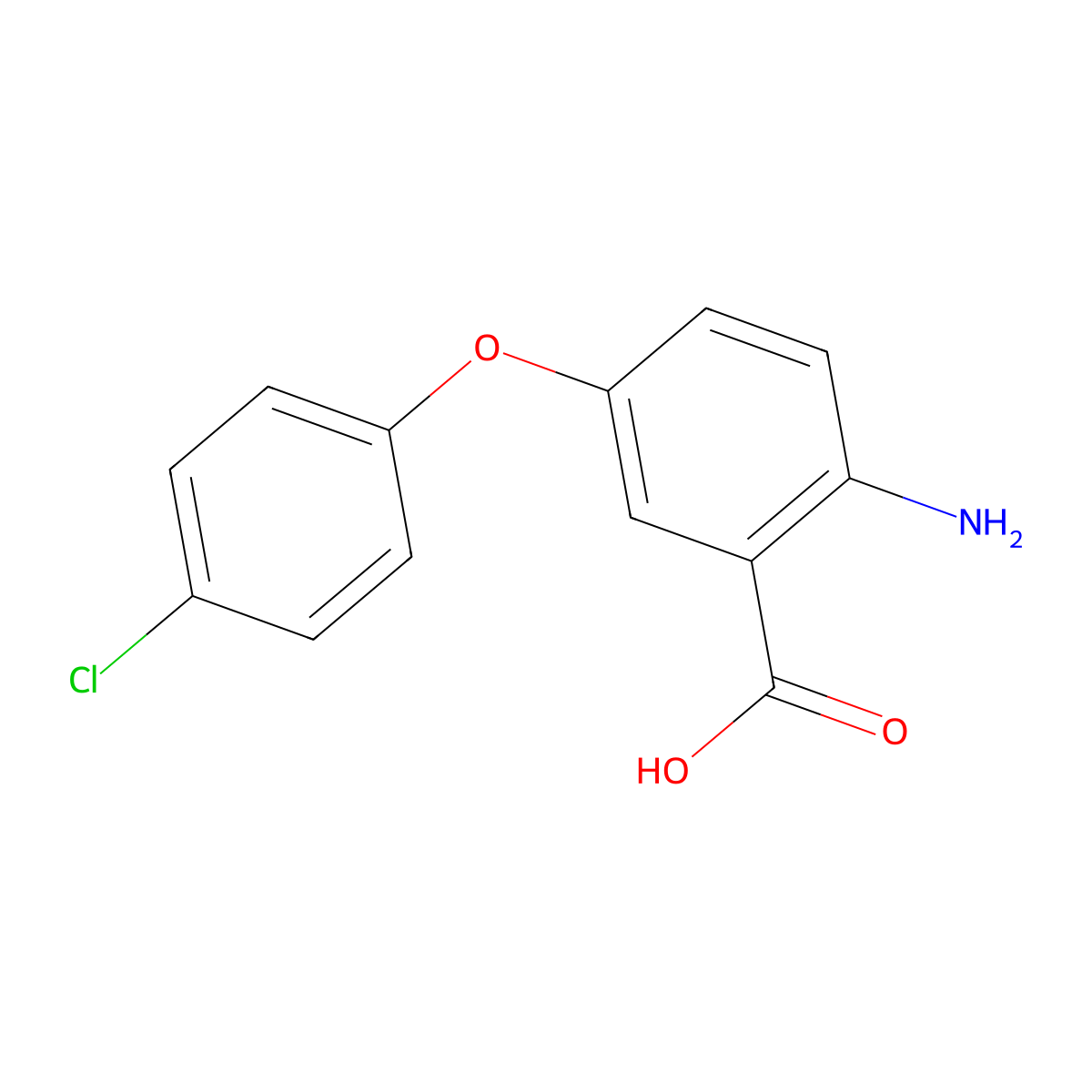 2-Amino-5-(4-chlorophenoxy)benzoic acid molecular structure, CAS 117297-52-6
