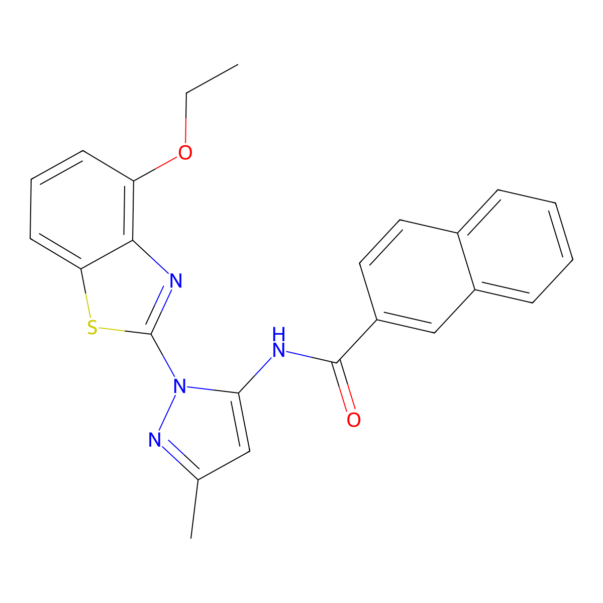 N-(1-(4-ethoxybenzo[d]thiazol-2-yl)-3-methyl-1H-pyrazol-5-yl)-2-naphthamide molecular structure, CAS 1172972-92-7