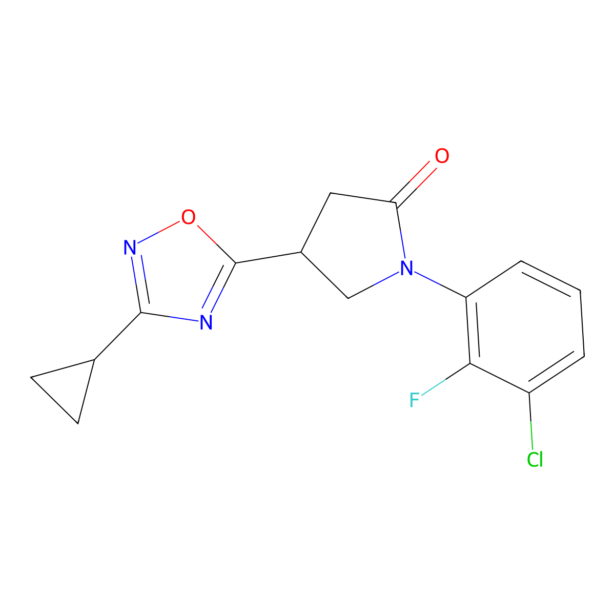 1-(3-Chloro-2-fluorophenyl)-4-(3-cyclopropyl-1,2,4-oxadiazol-5-yl)pyrrolidin-2-one molecular structure, CAS 1172973-39-5