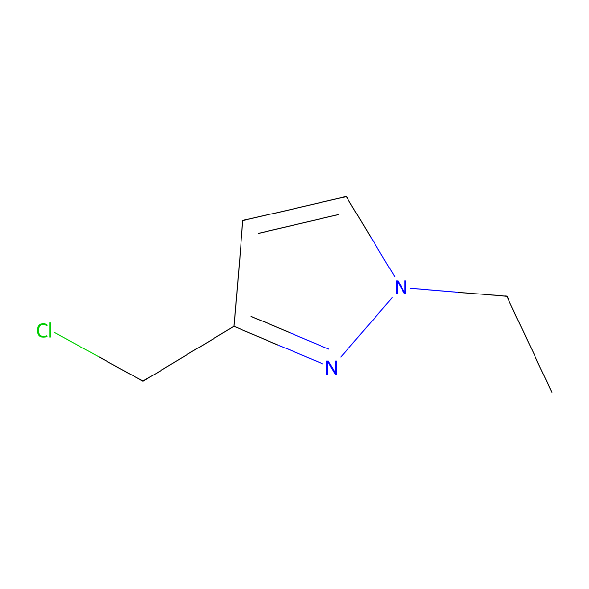 3-(chloromethyl)-1-ethyl-1H-pyrazole molecular structure, CAS 1172973-66-8