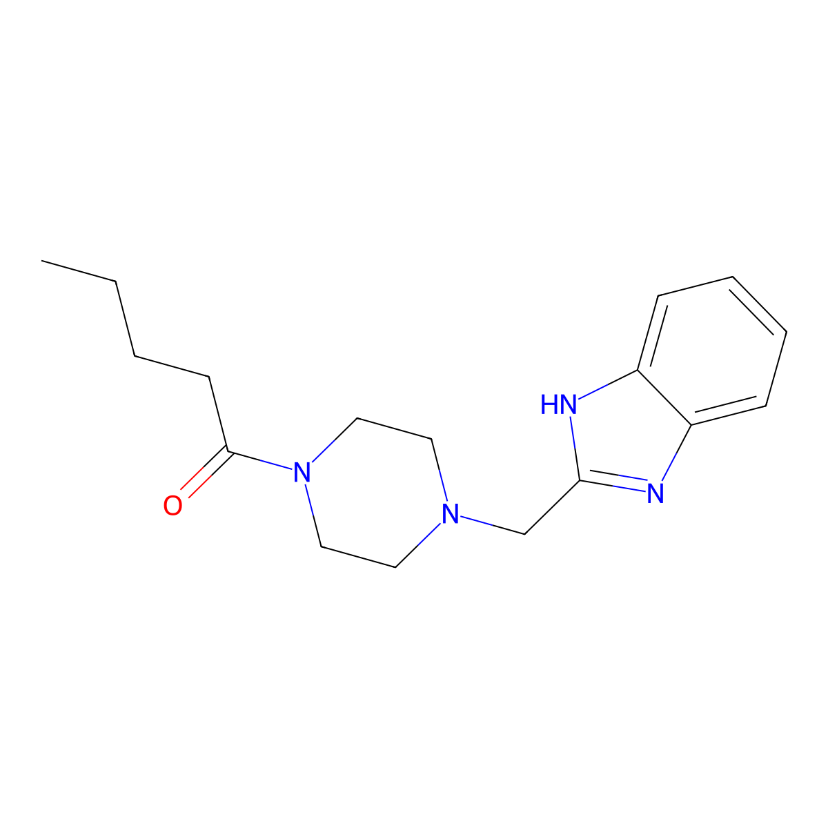 1-(4-((1H-benzo[d]imidazol-2-yl)methyl)piperazin-1-yl)pentan-1-one molecular structure, CAS 1172974-04-7