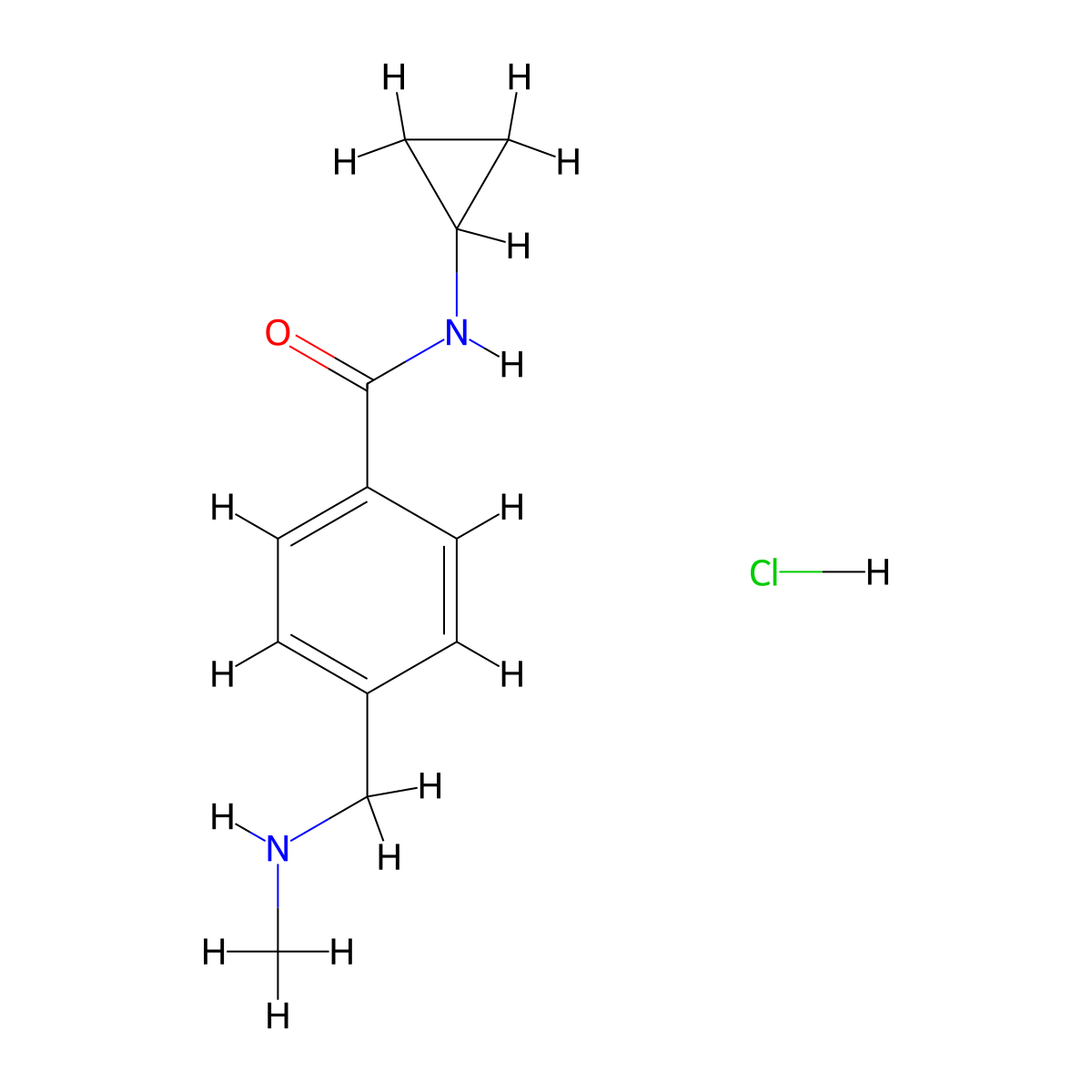 N-cyclopropyl-4-((methylamino)methyl)benzamide hydrochloride molecular structure, CAS 1172976-87-2