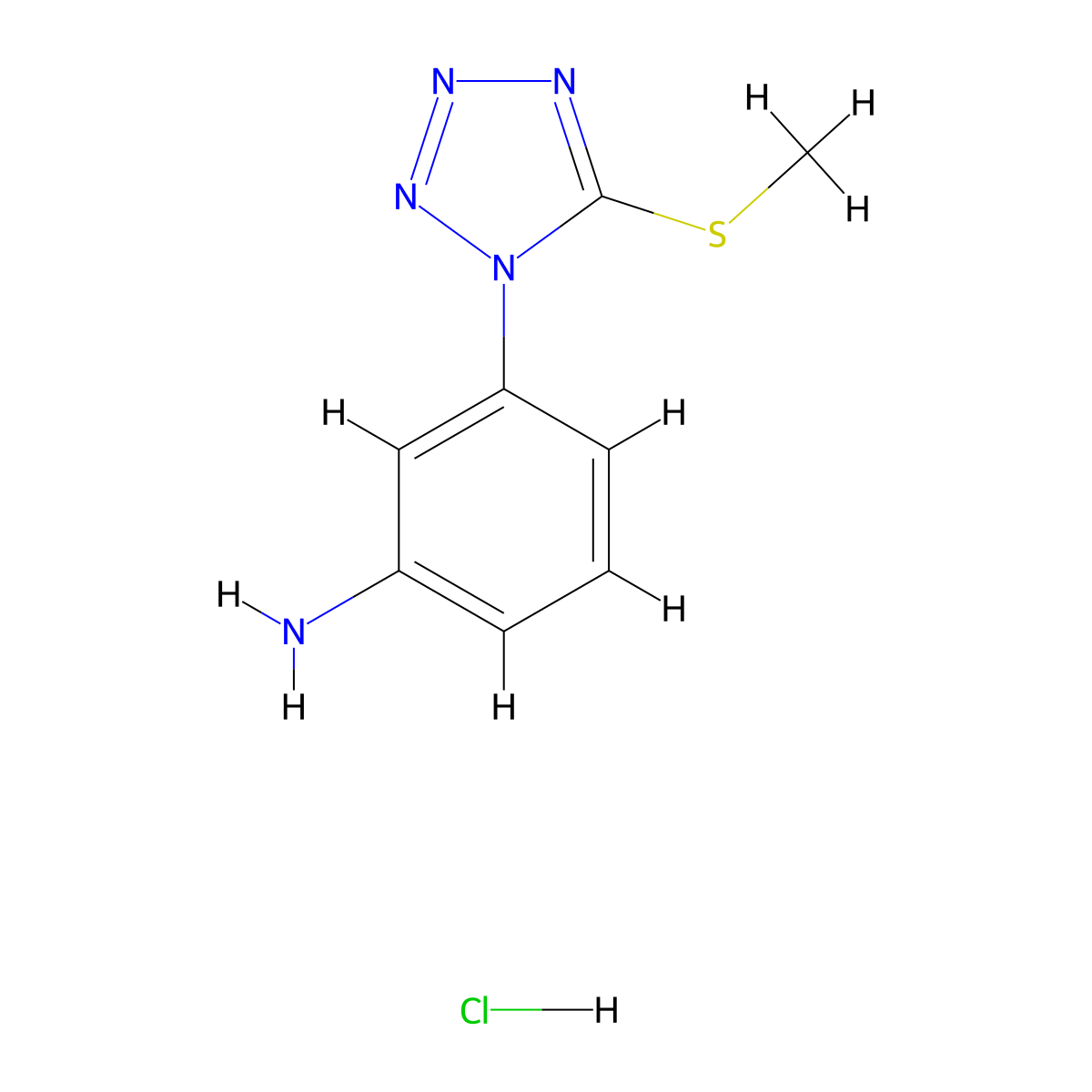 3-[5-(methylsulfanyl)-1H-1,2,3,4-tetrazol-1-yl]aniline hydrochloride molecular structure, CAS 1172981-09-7