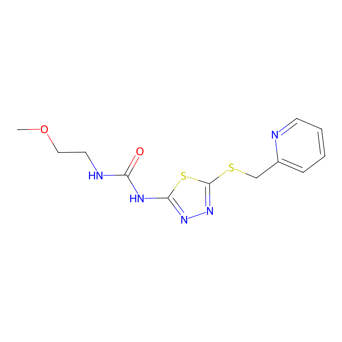 1-(2-Methoxyethyl)-3-(5-((pyridin-2-ylmethyl)thio)-1,3,4-thiadiazol-2-yl)urea molecular structure, CAS 1172981-50-8