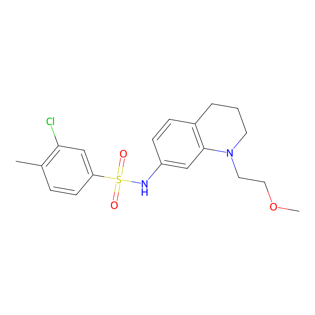 3-chloro-N-(1-(2-methoxyethyl)-1,2,3,4-tetrahydroquinolin-7-yl)-4-methylbenzenesulfonamide molecular structure, CAS 1172985-65-7
