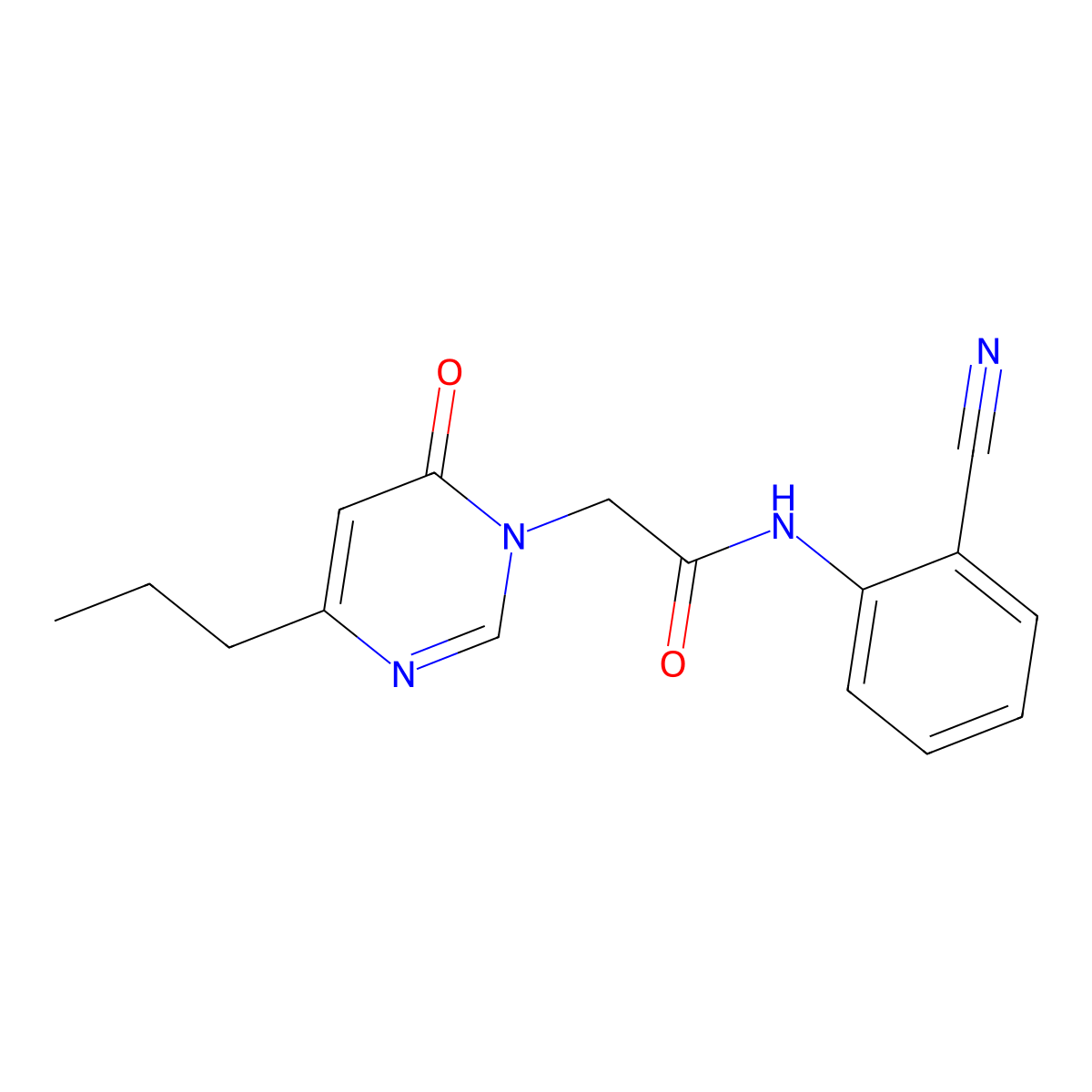 N-(2-cyanophenyl)-2-(6-oxo-4-propylpyrimidin-1(6H)-yl)acetamide molecular structure, CAS 1172986-12-7