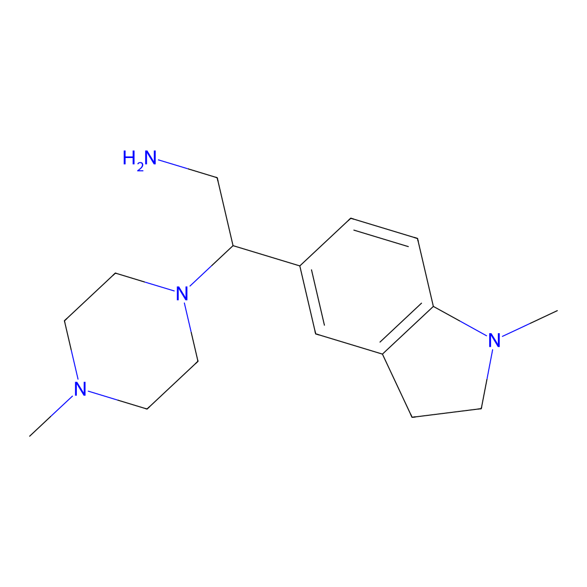 2-(1-Methylindolin-5-yl)-2-(4-methylpiperazin-1-yl)ethan-1-amine molecular structure, CAS 1172989-88-6