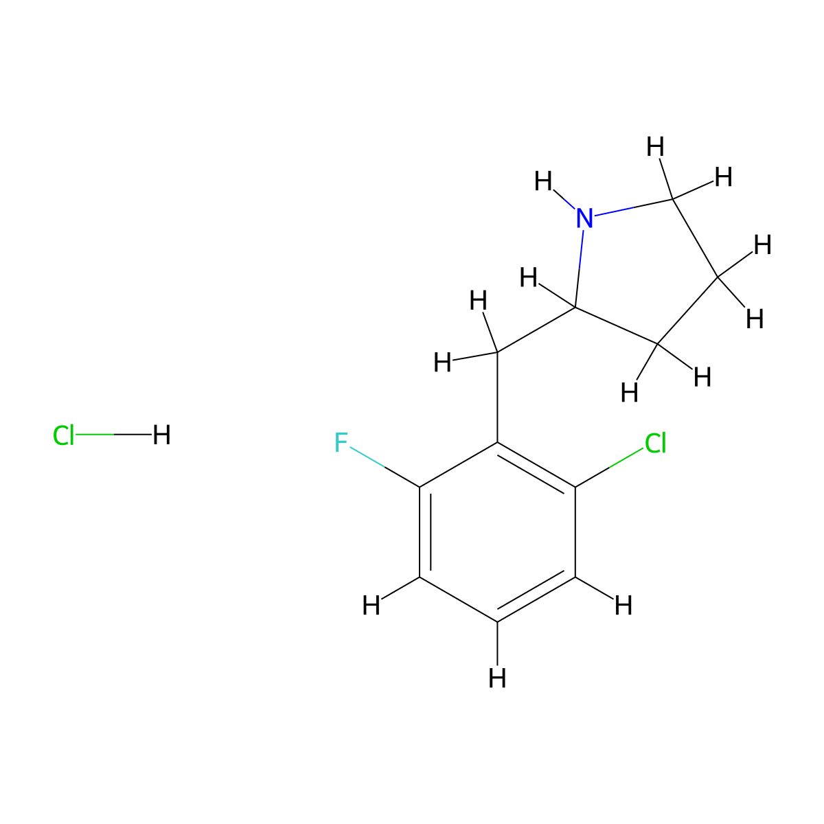 2-[(2-Chloro-6-fluorophenyl)methyl]pyrrolidine hydrochloride molecular structure, CAS 1172990-48-5