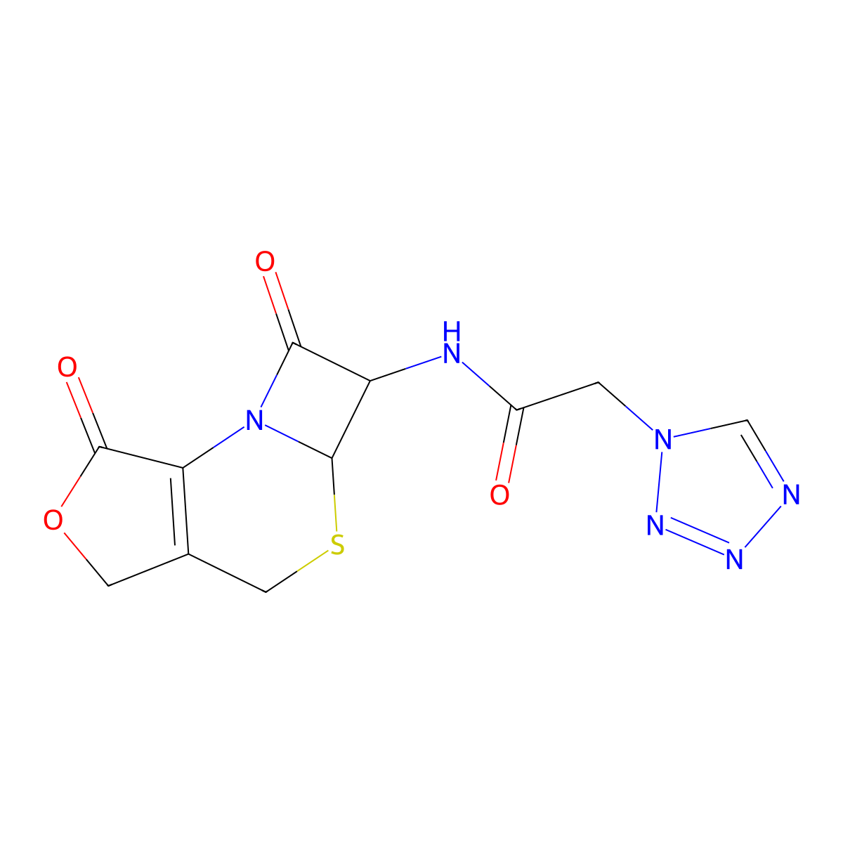1H-Tetrazole-1-acetamide, N-((5aR,6R)-1,4,5a,6-tetrahydro-1,7-dioxo-3H,7H-azeto(2,1-b)furo(3,4-d)(1,3)thiazin-6-yl)- molecular structure, CAS 1172998-53-6