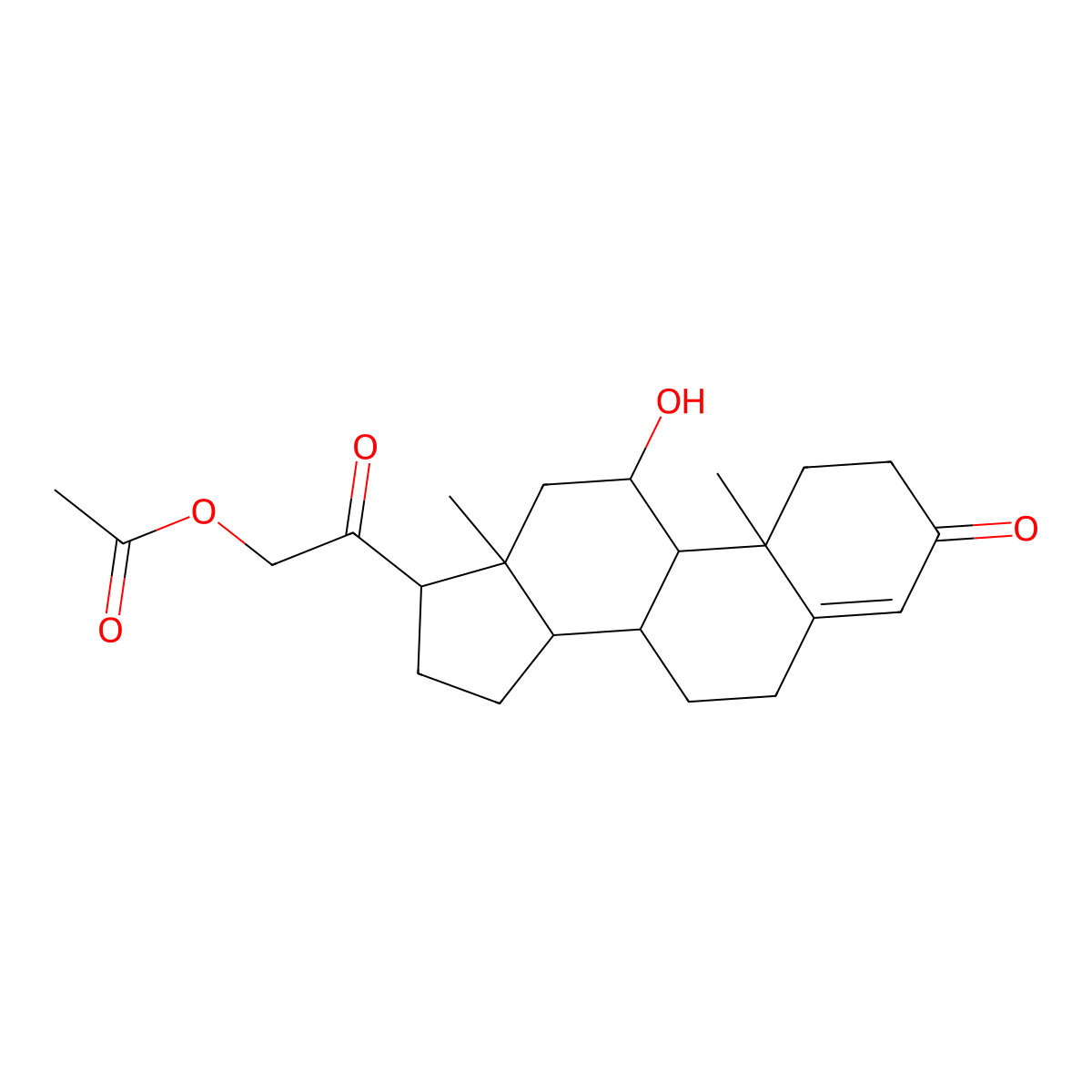 Corticosterone acetate molecular structure, CAS 1173-26-8