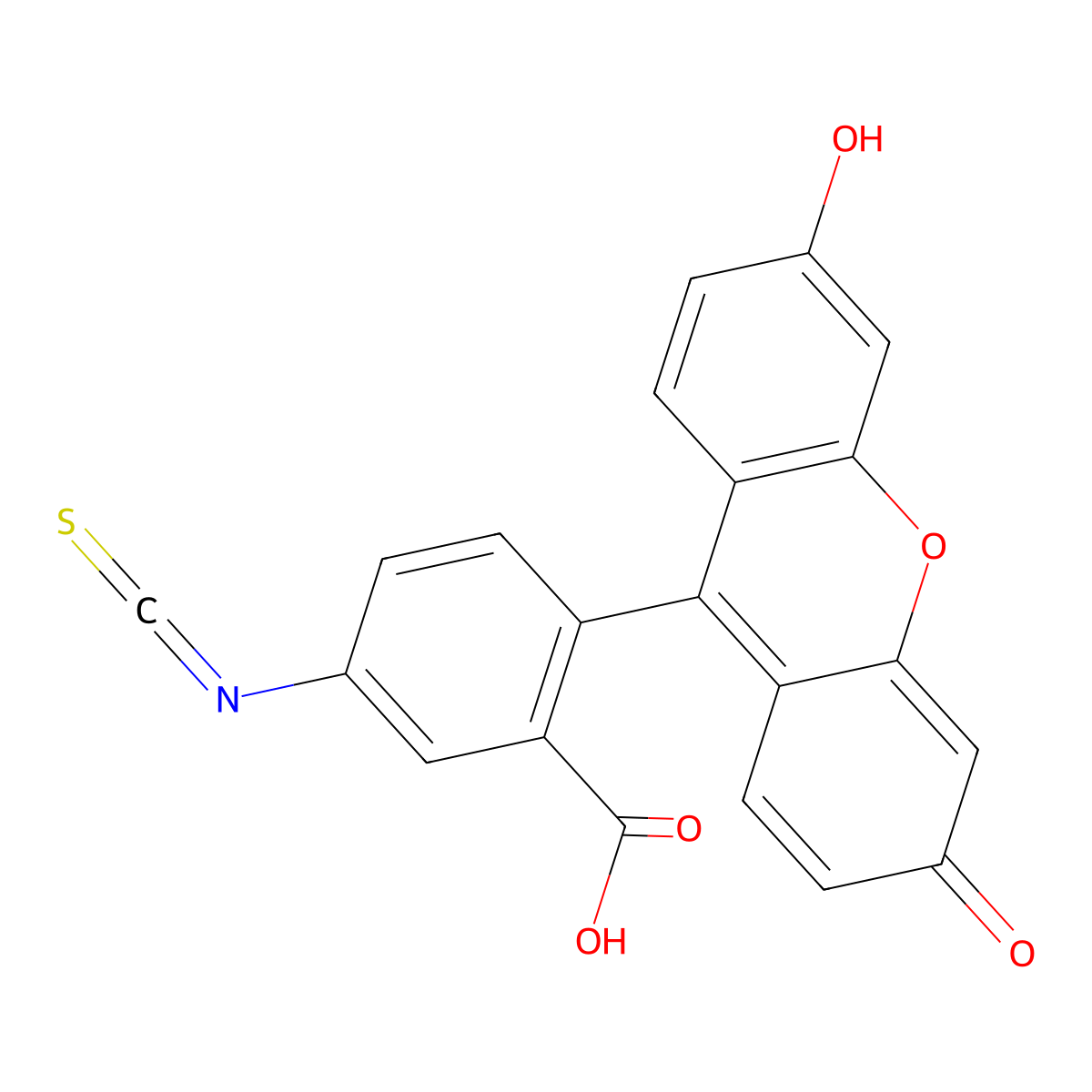2-(6-Hydroxy-3-oxo-3H-xanthen-9-yl)-5-isothiocyanatobenzoic acid molecular structure, CAS 1173-43-9