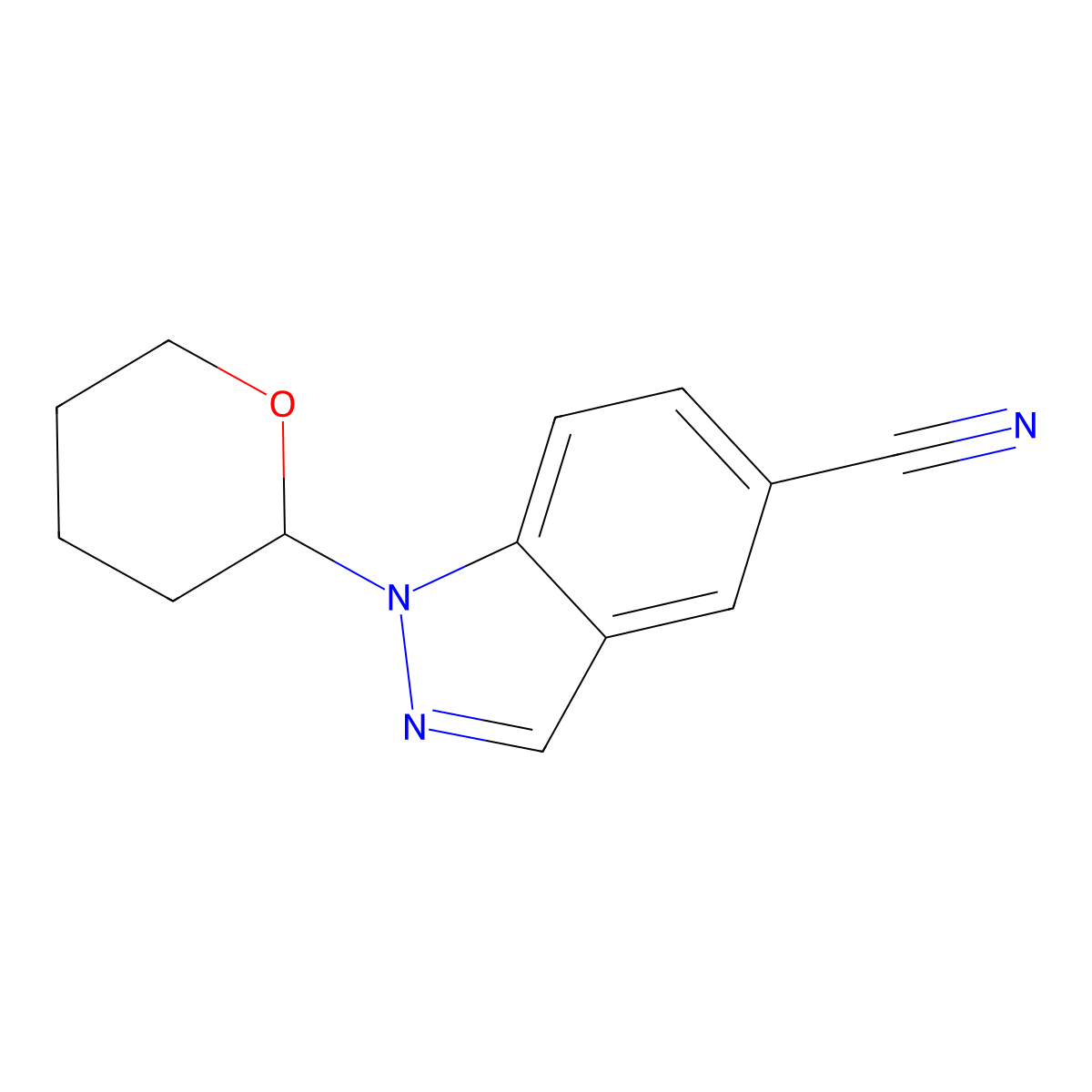 1-(tetrahydro-2H-pyran-2-yl)-1H-indazole-5-carbonitrile molecular structure, CAS 1173003-54-7