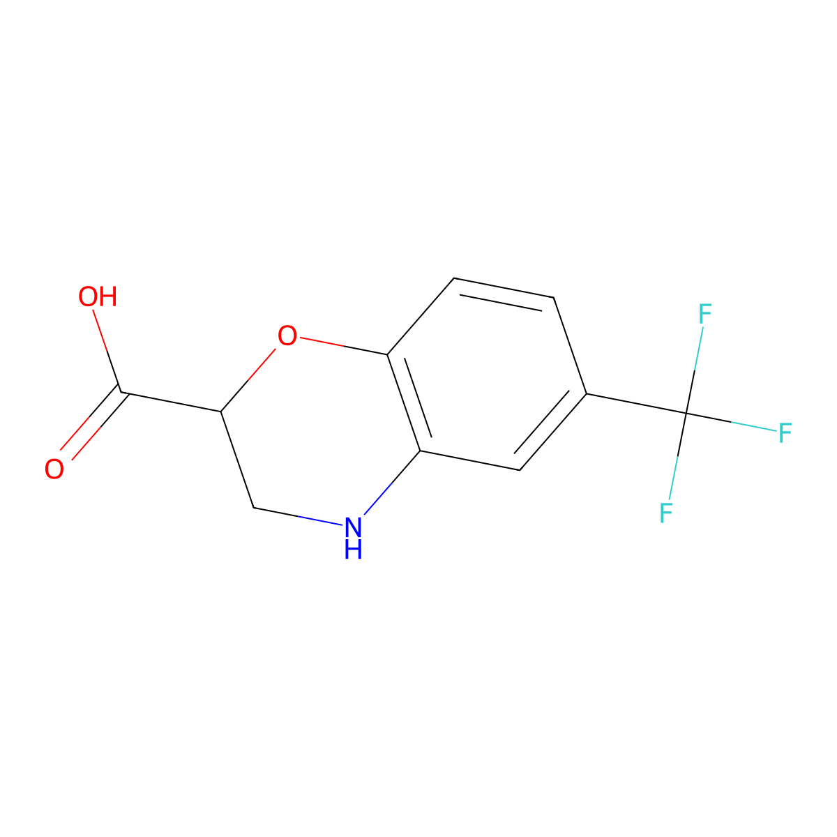 6-Trifluoromethyl-3,4-dihydro-2H-benzo[1,4]oxazine-2-carboxylic acid molecular structure, CAS 1173003-59-2