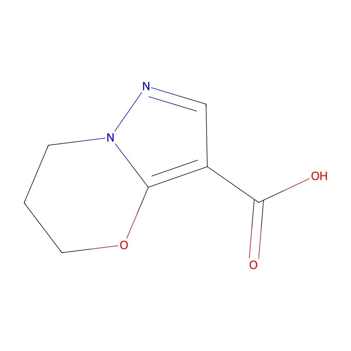 5H,6H,7H-pyrazolo[3,2-b][1,3]oxazine-3-carboxylic acid molecular structure, CAS 1173003-61-6