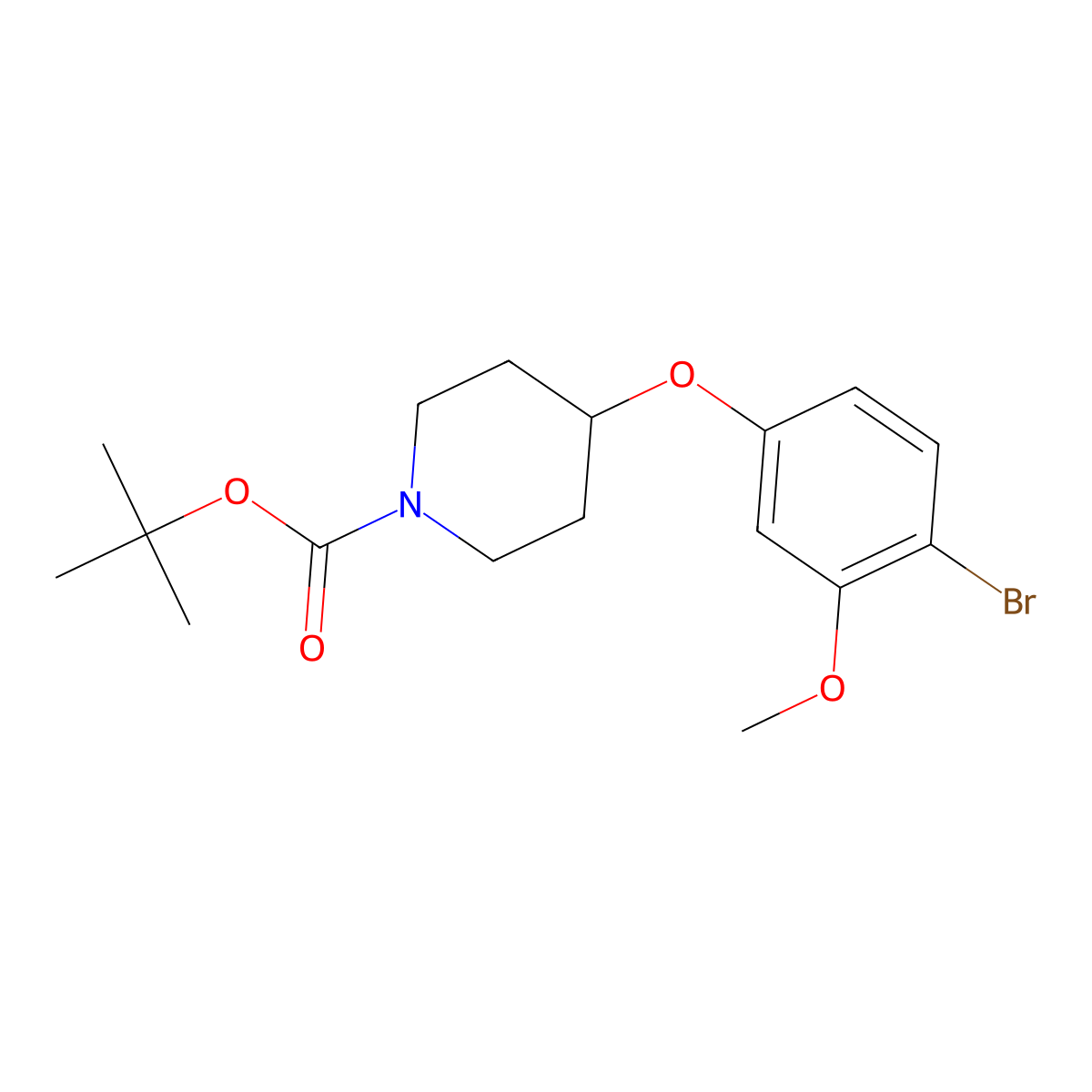 tert-Butyl 4-(4-bromo-3-methoxyphenoxy)piperidine-1-carboxylate molecular structure, CAS 1173006-38-6