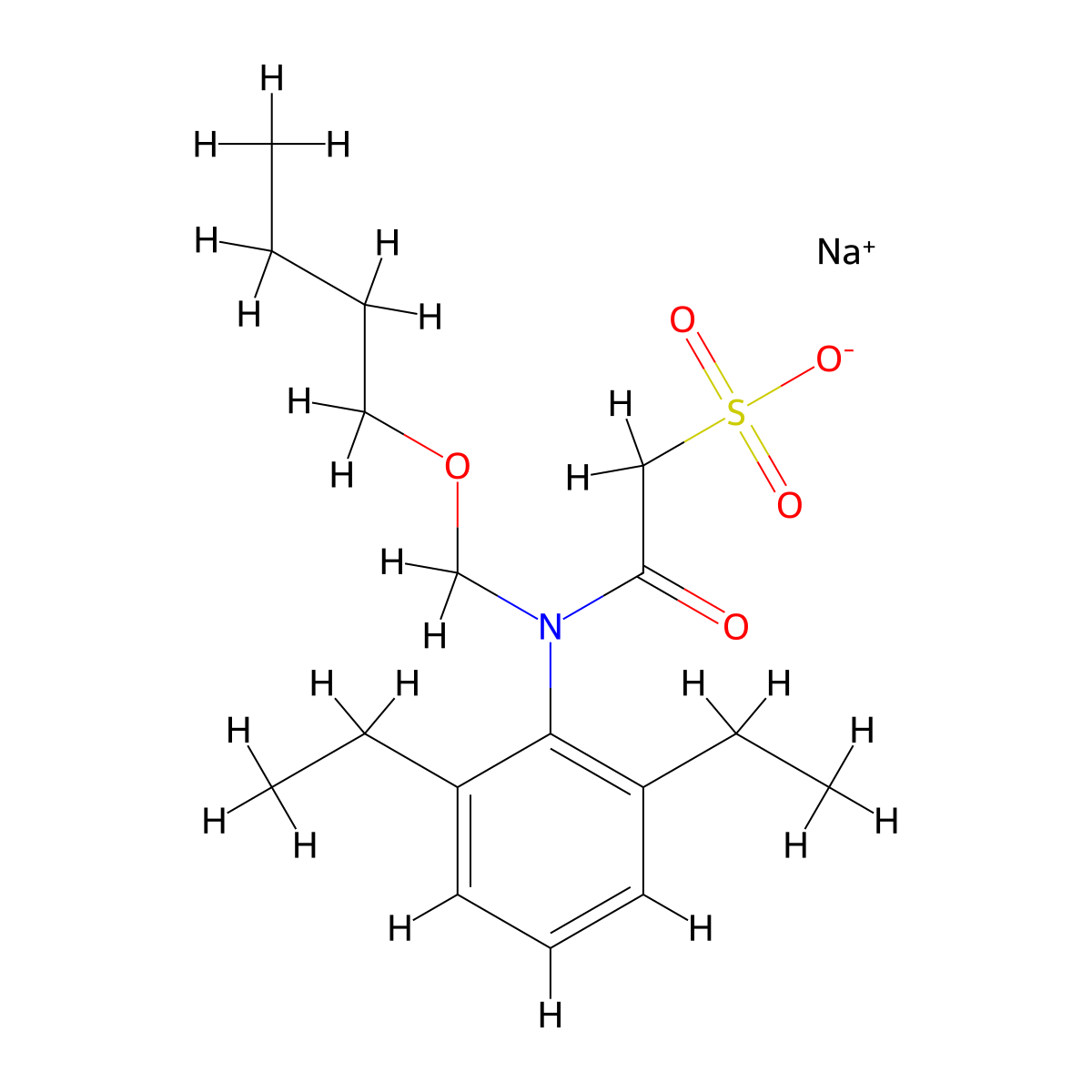 Butachlor ESA sodium salt molecular structure, CAS 1173022-75-7