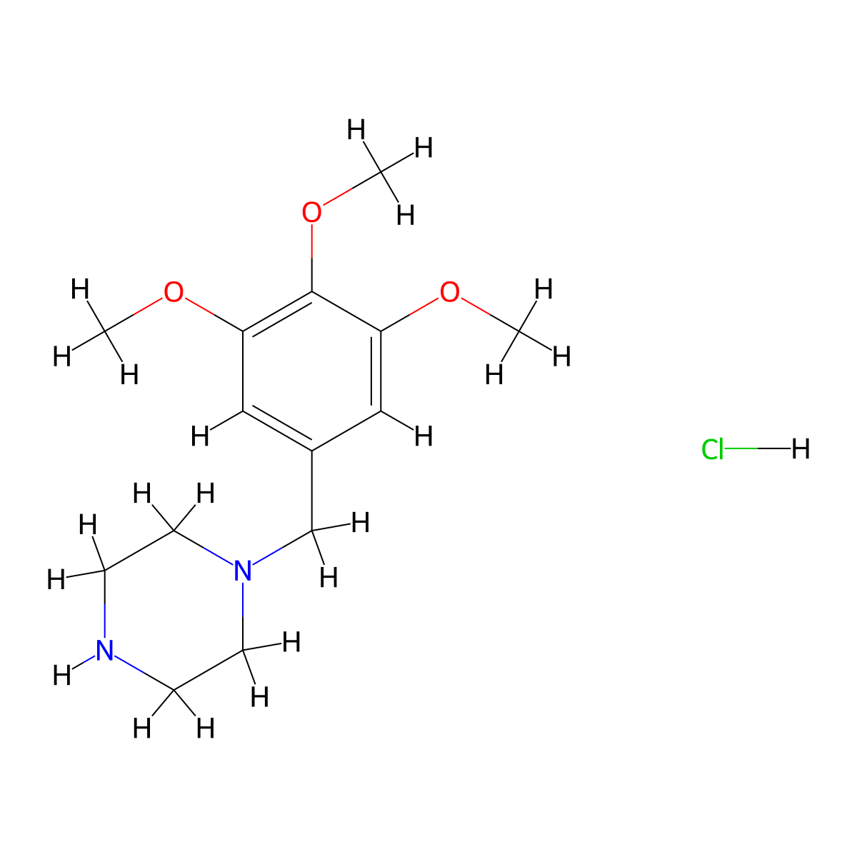 1-(3,4,5-Trimethoxybenzyl)piperazine hydrochloride molecular structure, CAS 1173023-60-3