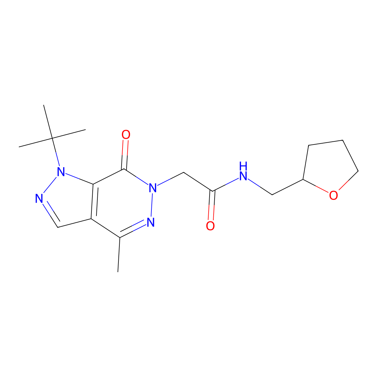 2-{1-tert-butyl-4-methyl-7-oxo-1H,6H,7H-pyrazolo[3,4-d]pyridazin-6-yl}-N-[(oxolan-2-yl)methyl]acetamide molecular structure, CAS 1173024-02-6