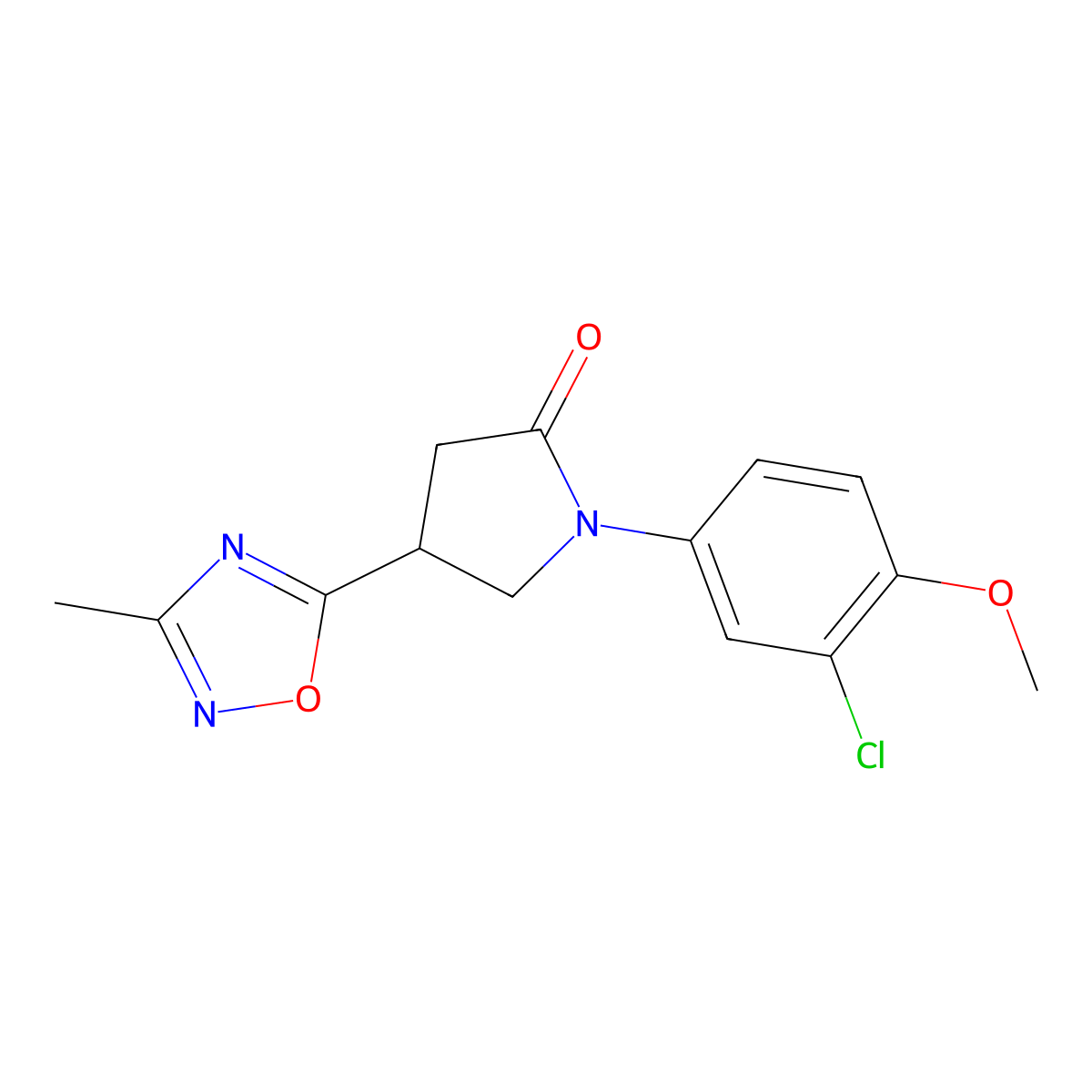 1-(3-Chloro-4-methoxyphenyl)-4-(3-methyl-1,2,4-oxadiazol-5-yl)pyrrolidin-2-one molecular structure, CAS 1173025-75-6